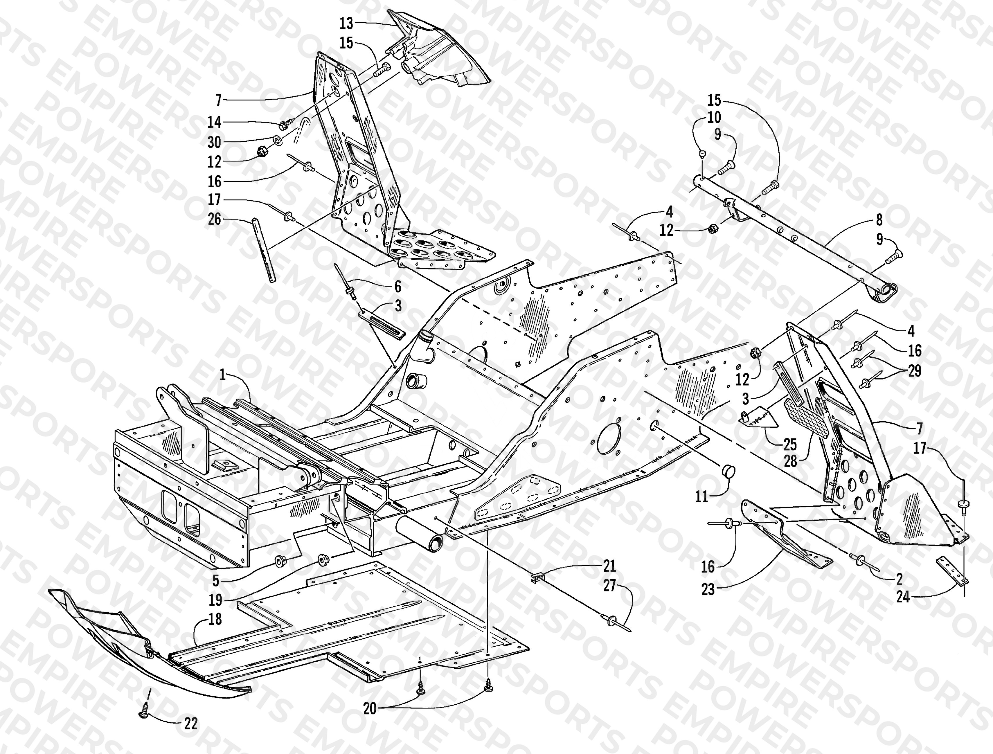 FRONT FRAME AND FOOTREST ASSEMBLY (LE)