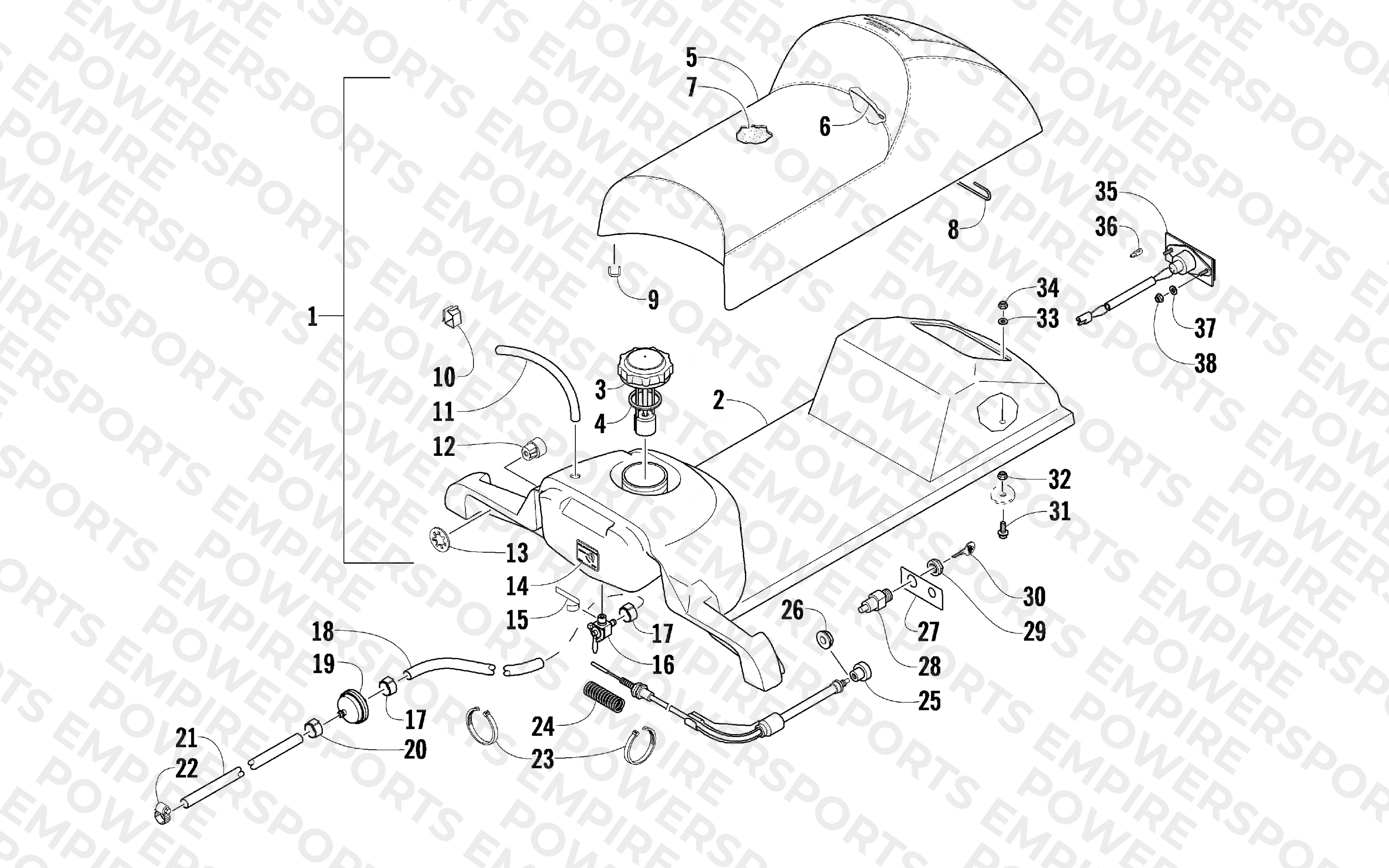 GAS TANK, SEAT, AND TAILLIGHT ASSEMBLY