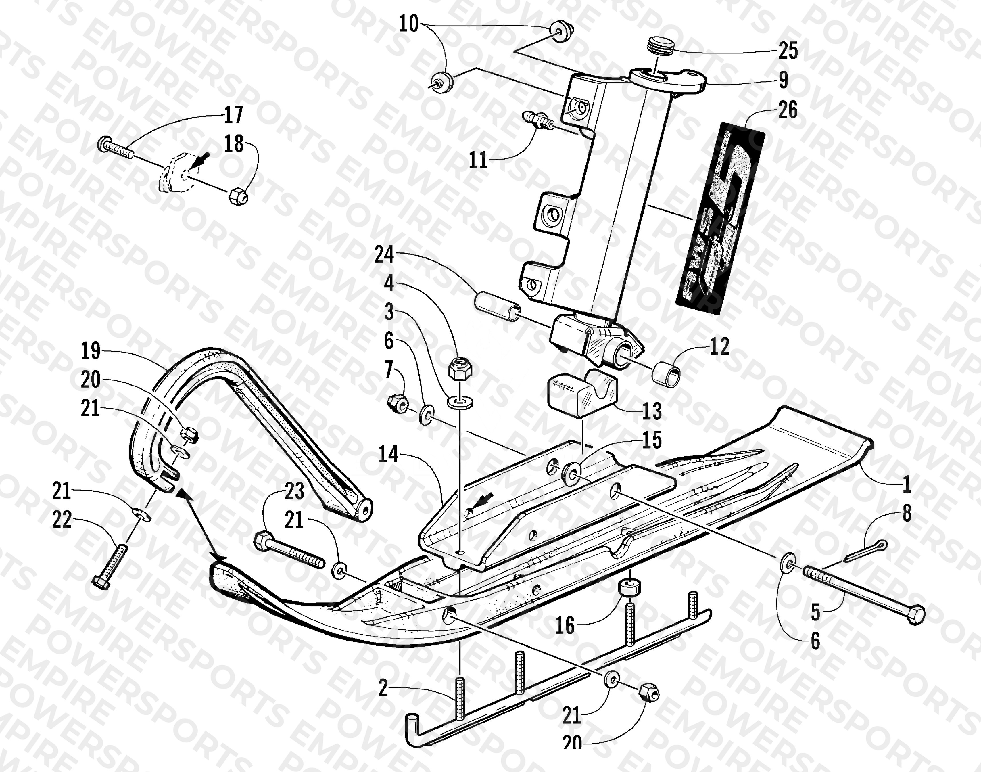SKI AND SPINDLE ASSEMBLY