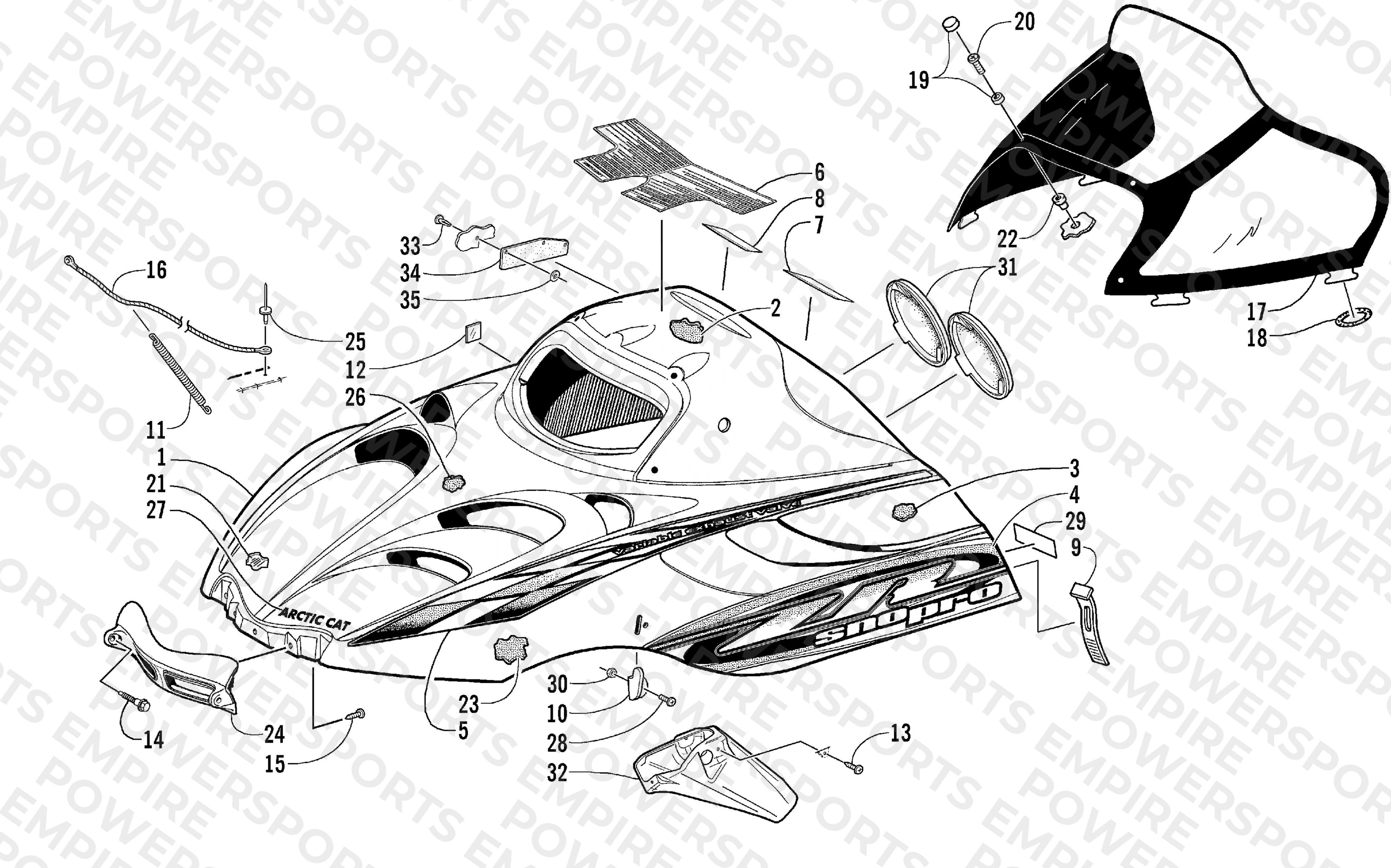 HOOD AND WINDSHIELD ASSEMBLY