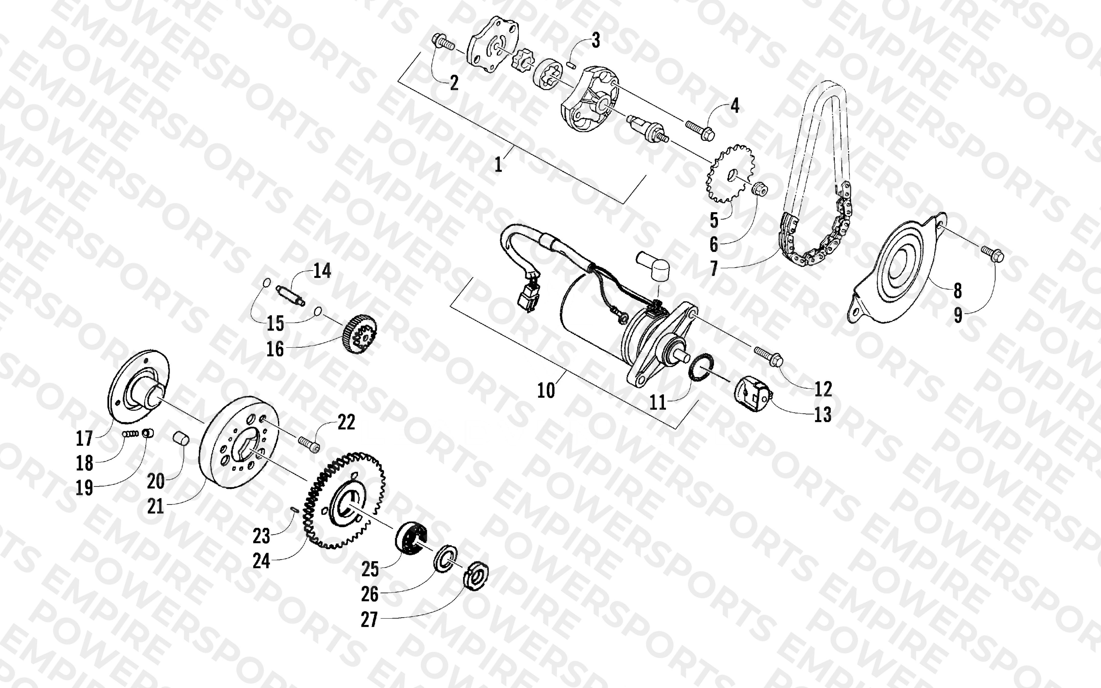 STARTER MOTOR AND OIL PUMP ASSEMBLY