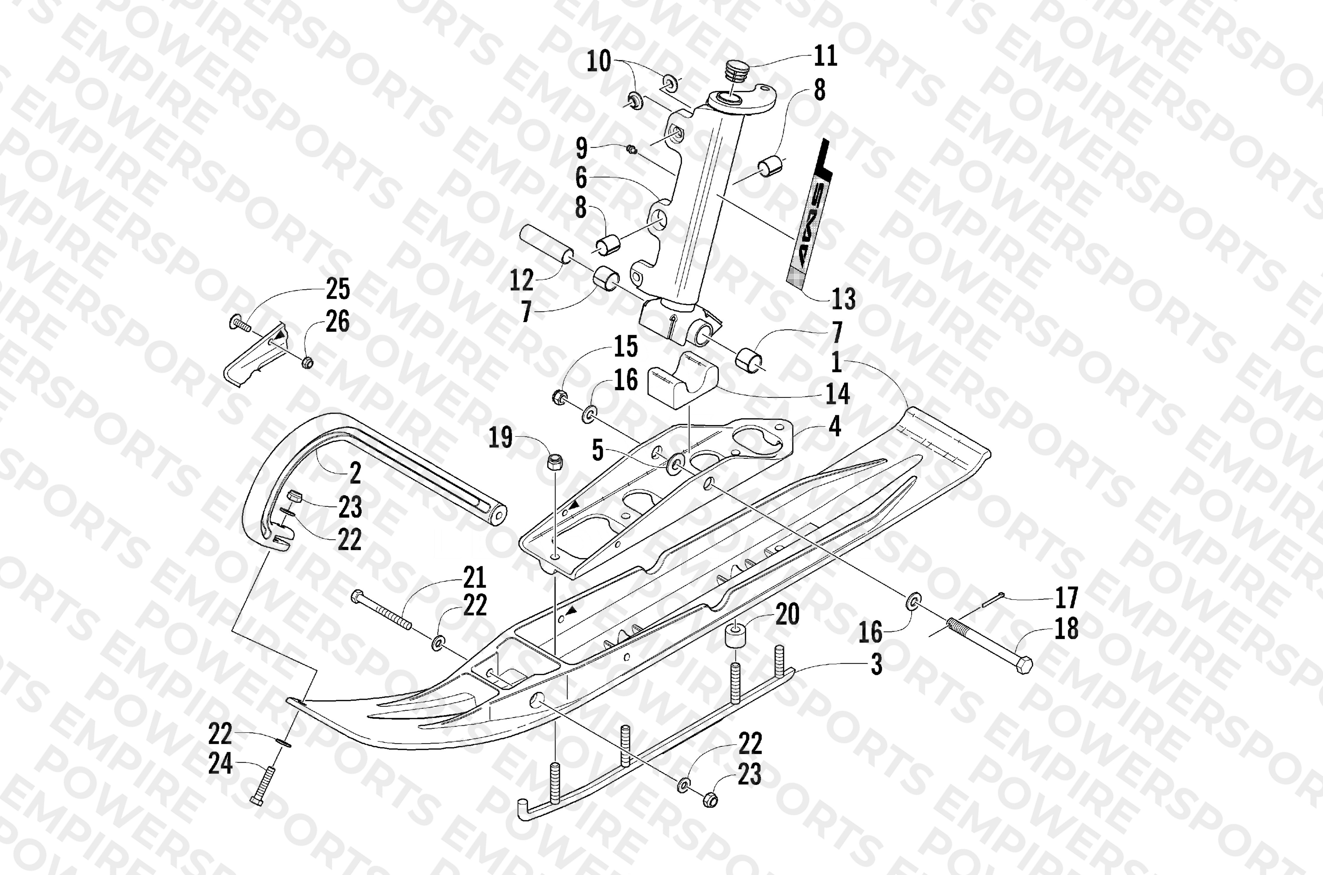 SKI AND SPINDLE ASSEMBLY