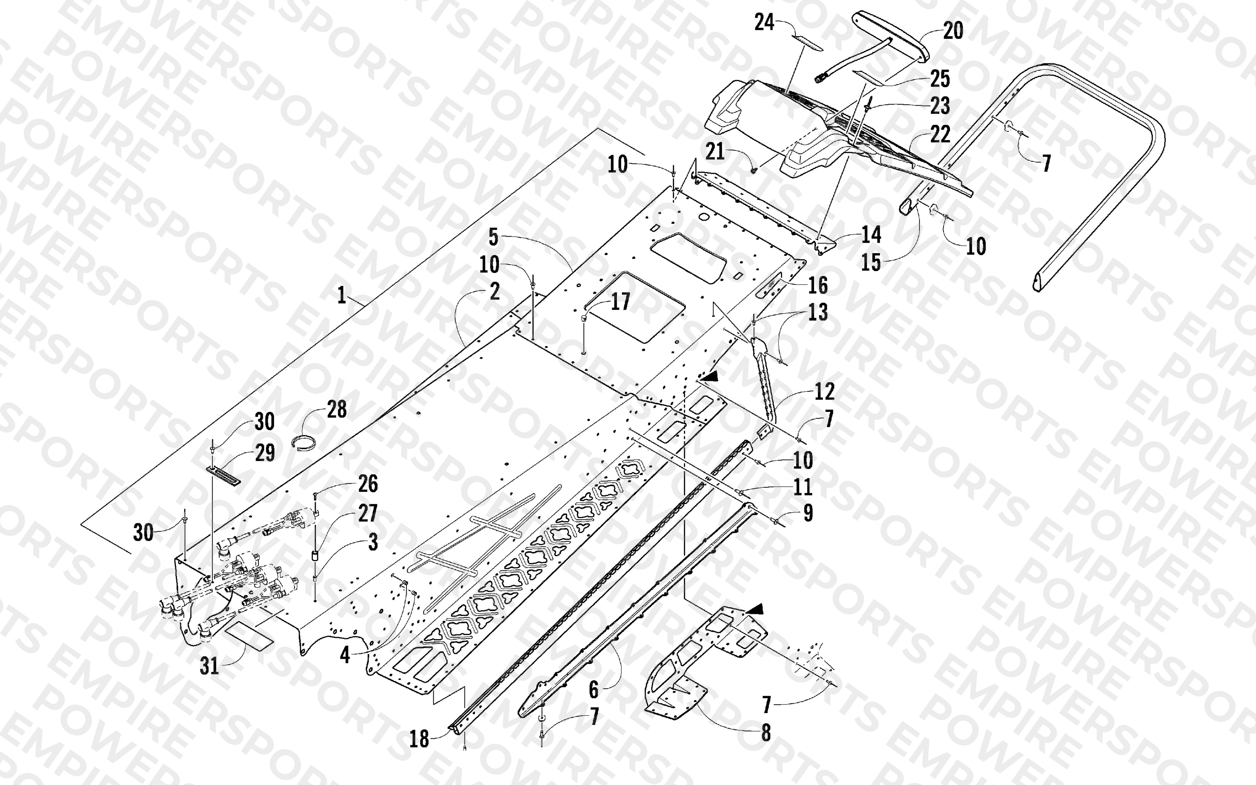 TUNNEL, REAR BUMPER, AND TAILLIGHT ASSEMBLY