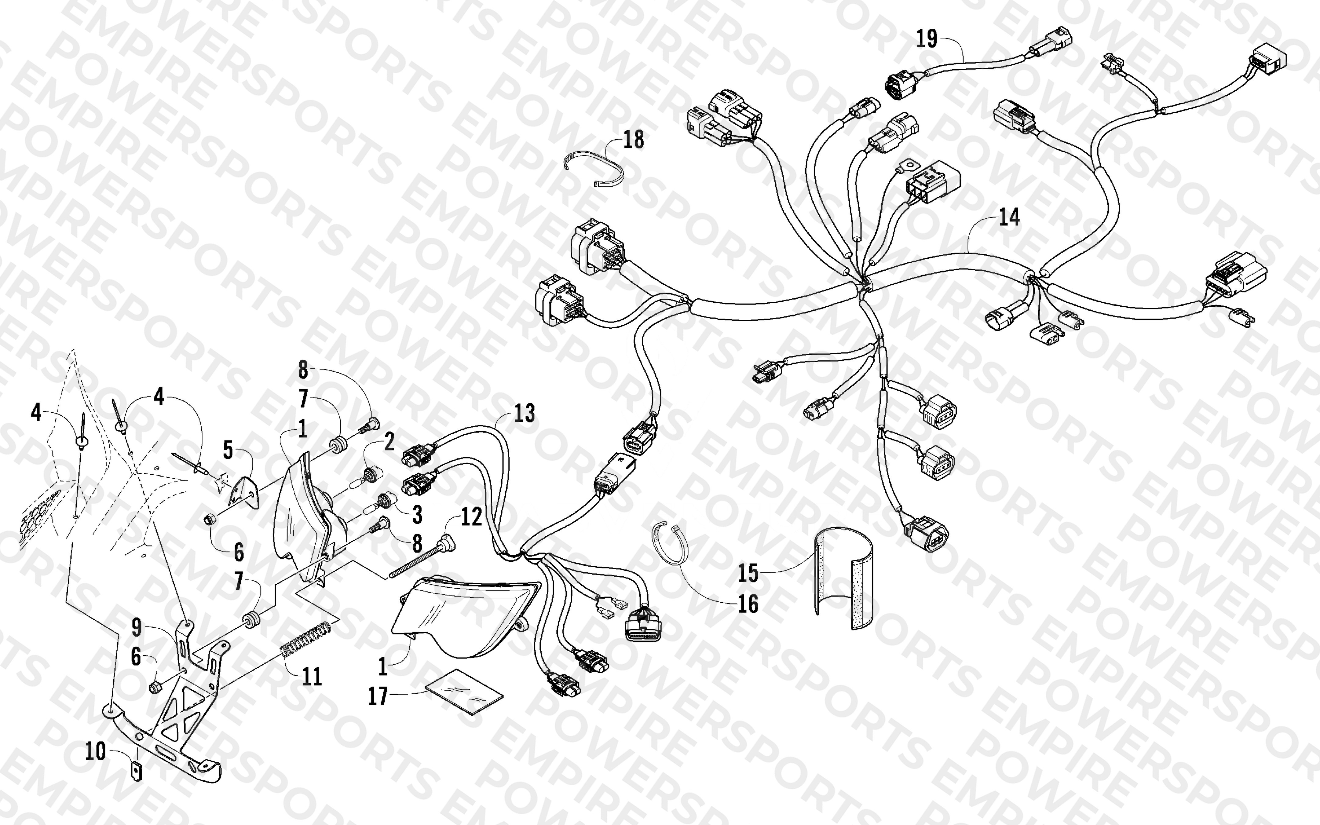 HEADLIGHT AND WIRING ASSEMBLY