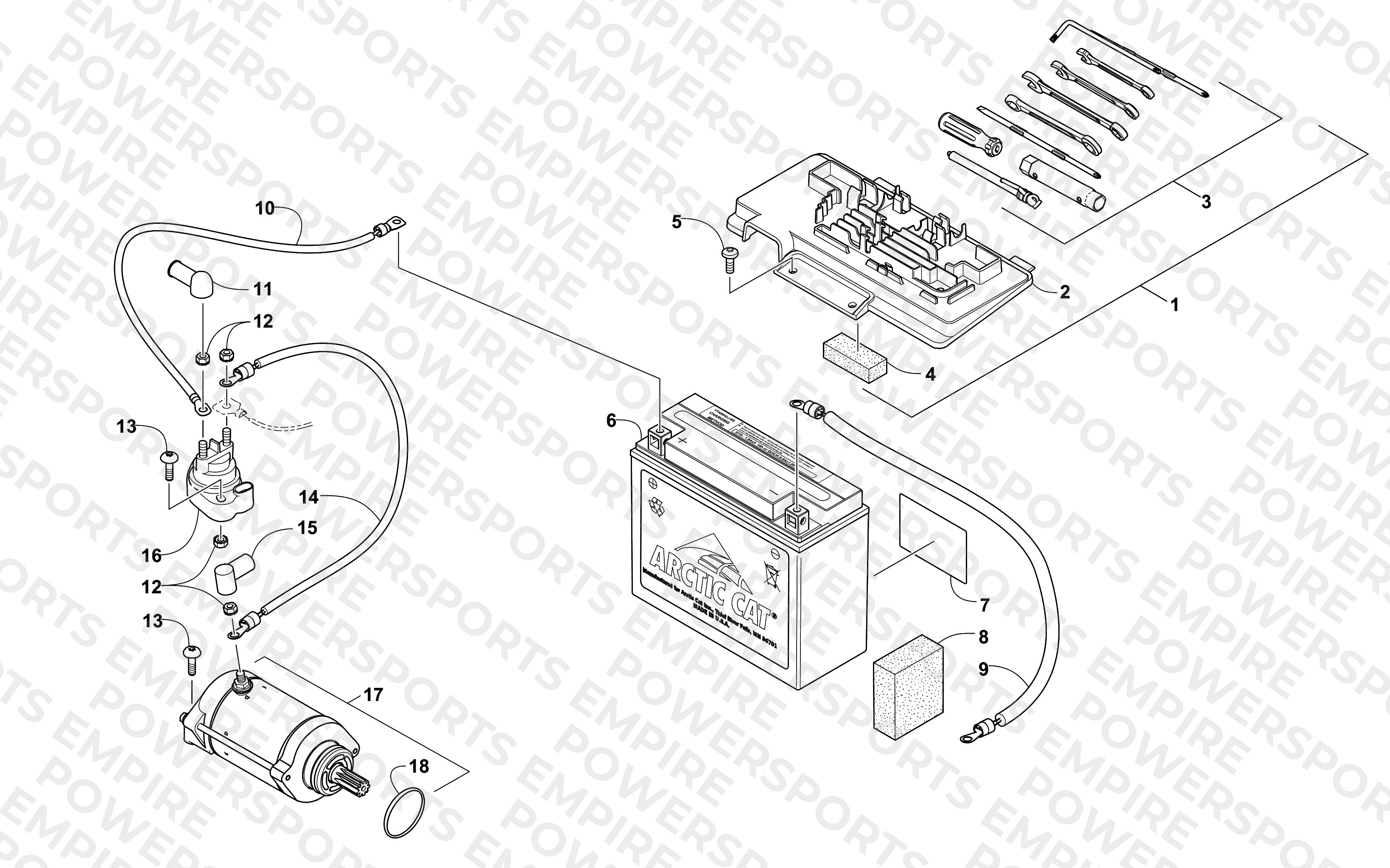 BATTERY AND STARTER ASSEMBLY