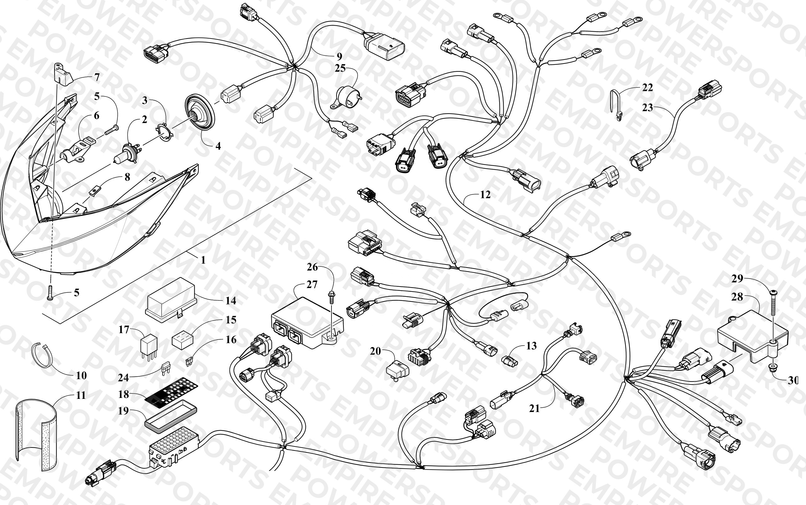 HEADLIGHT AND WIRING ASSEMBLIES
