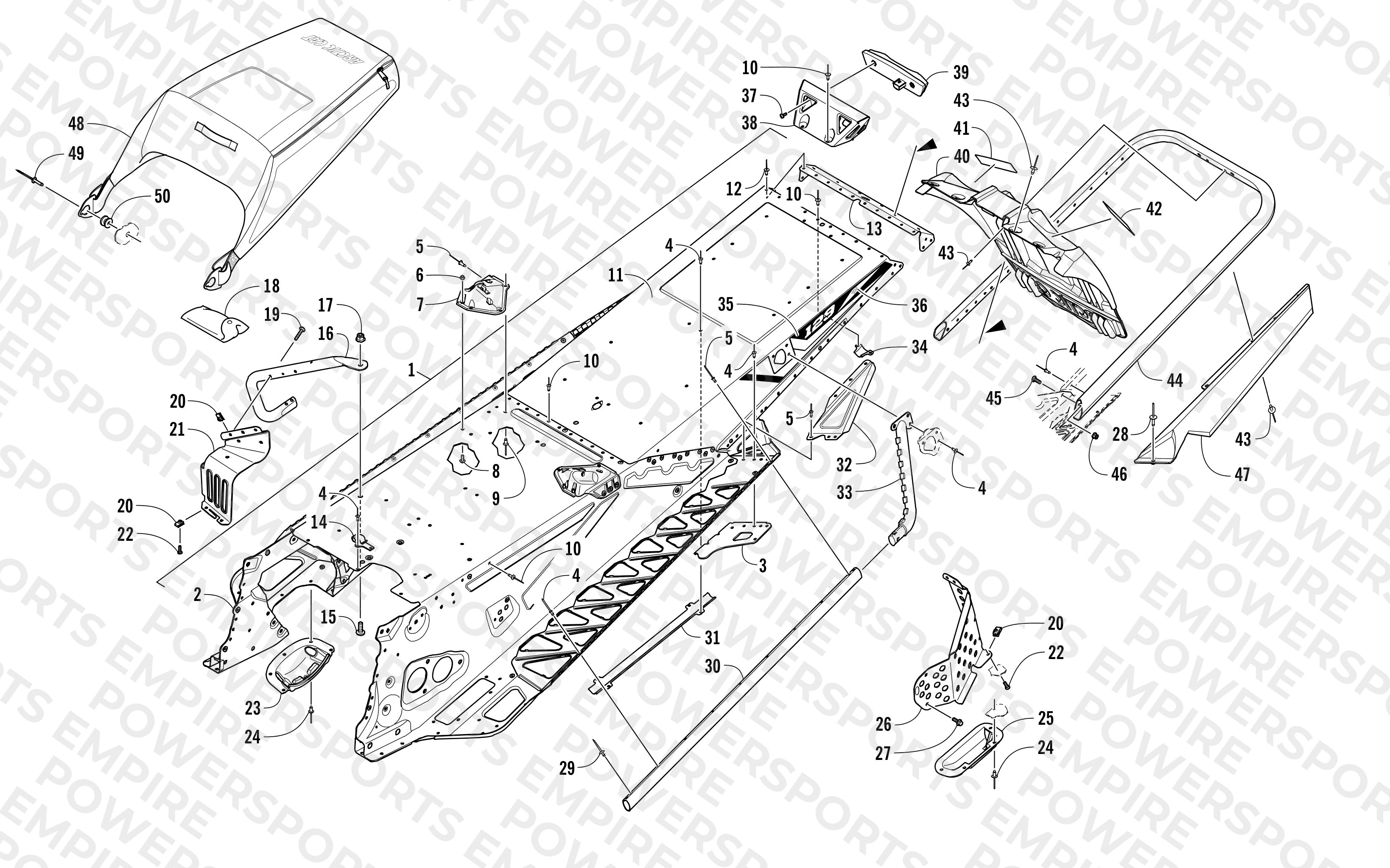 TUNNEL, REAR BUMPER, AND SNOWFLAP ASSEMBLY