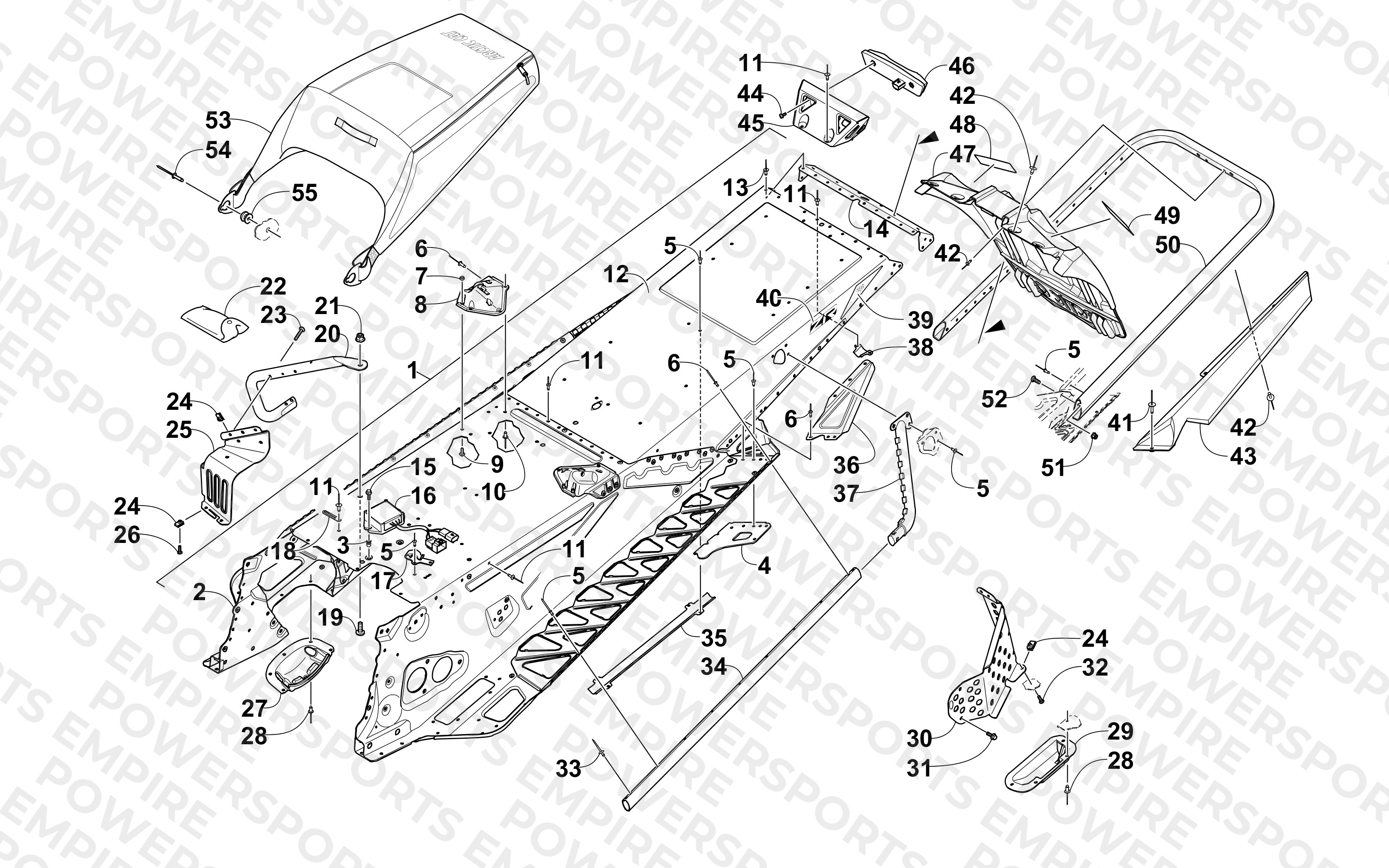 TUNNEL, REAR BUMPER, AND SNOWFLAP ASSEMBLY