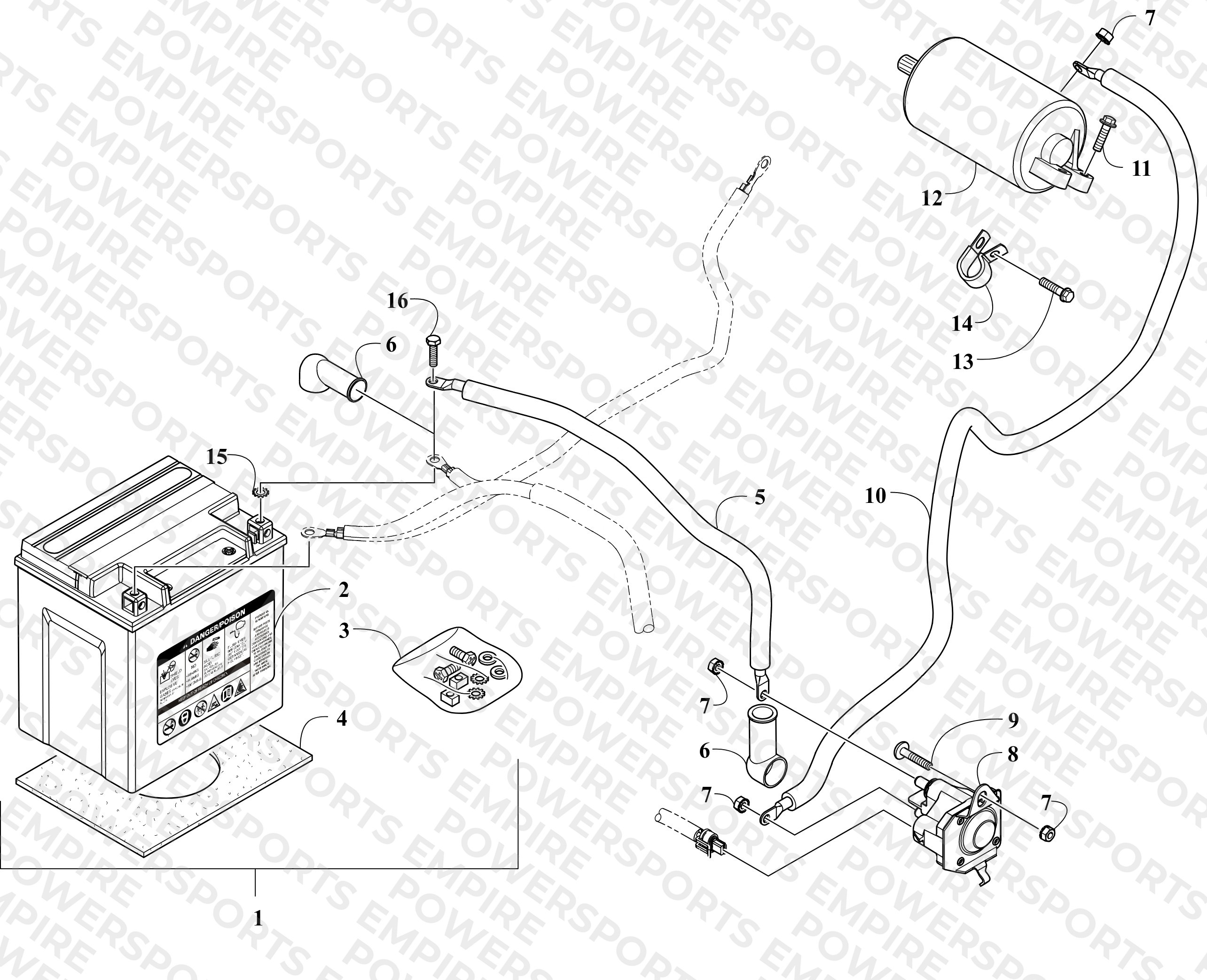 BATTERY AND STARTER MOTOR ASSEMBLY