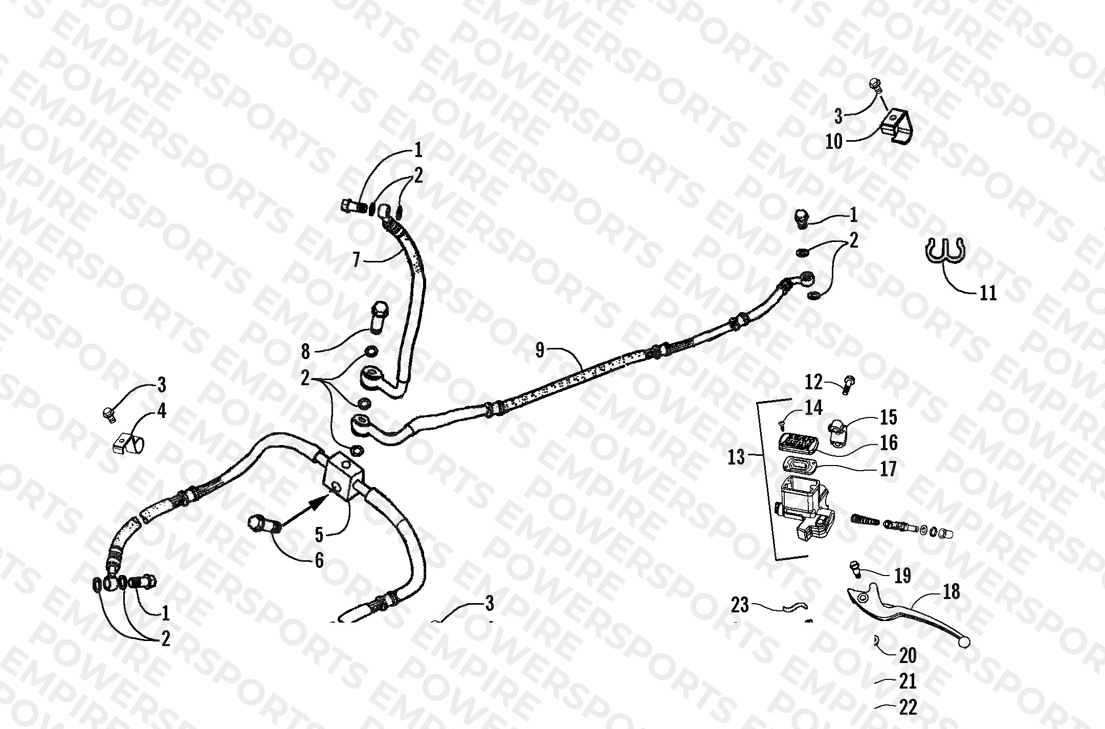 HYDRAULIC BRAKE HOSE AND HAND BRAKE ASSEMBLY