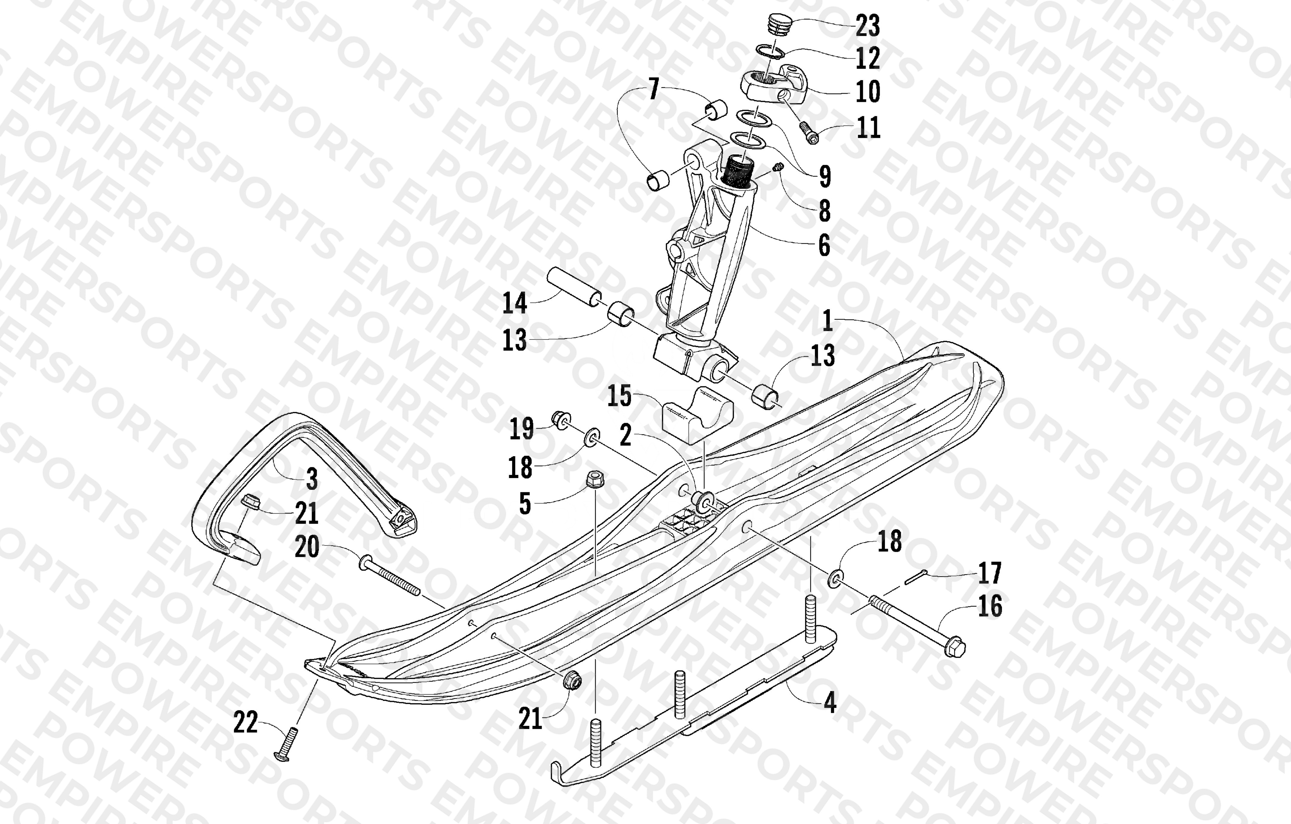SKI AND SPINDLE ASSEMBLY