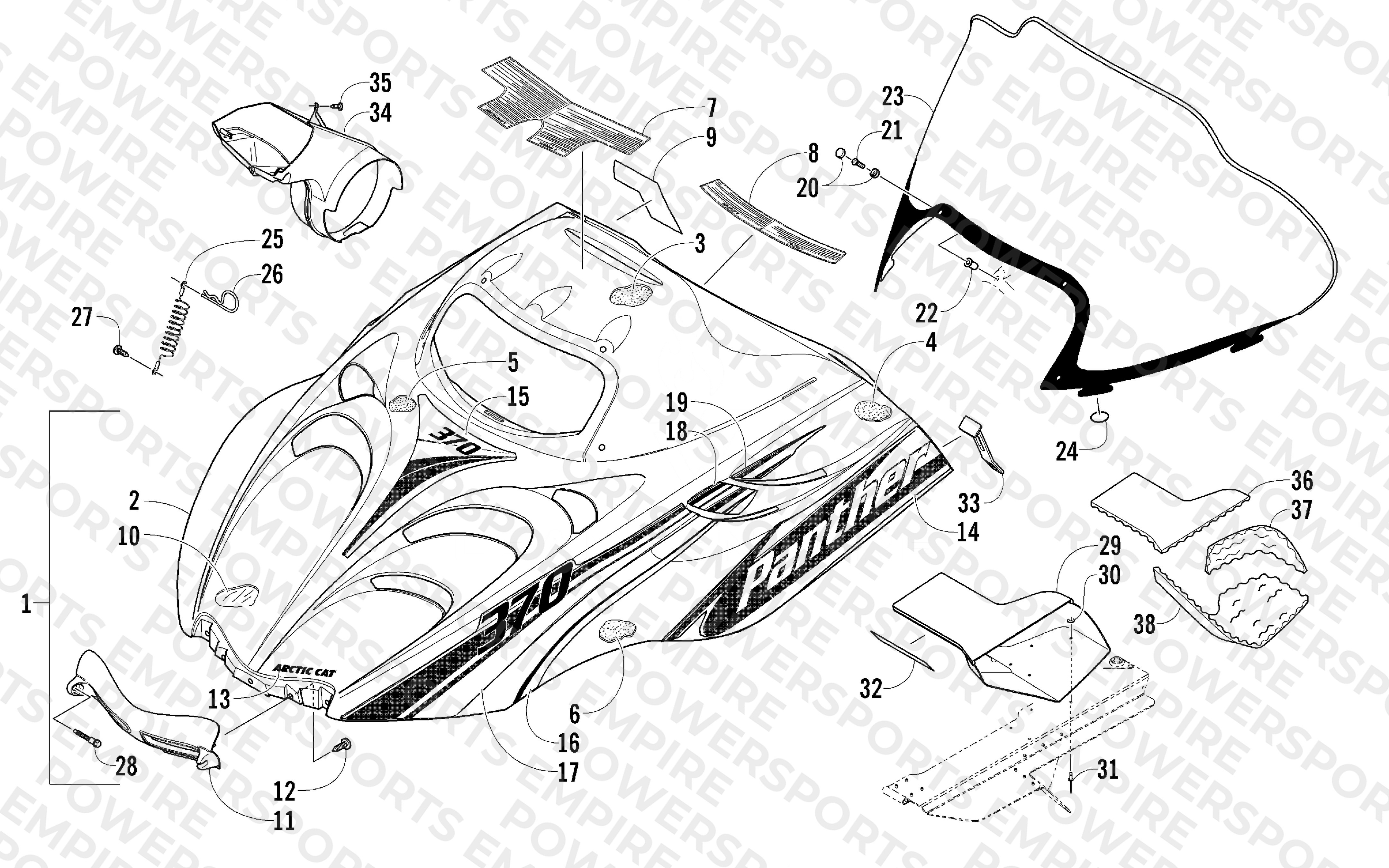 HOOD AND WINDSHIELD ASSEMBLY
