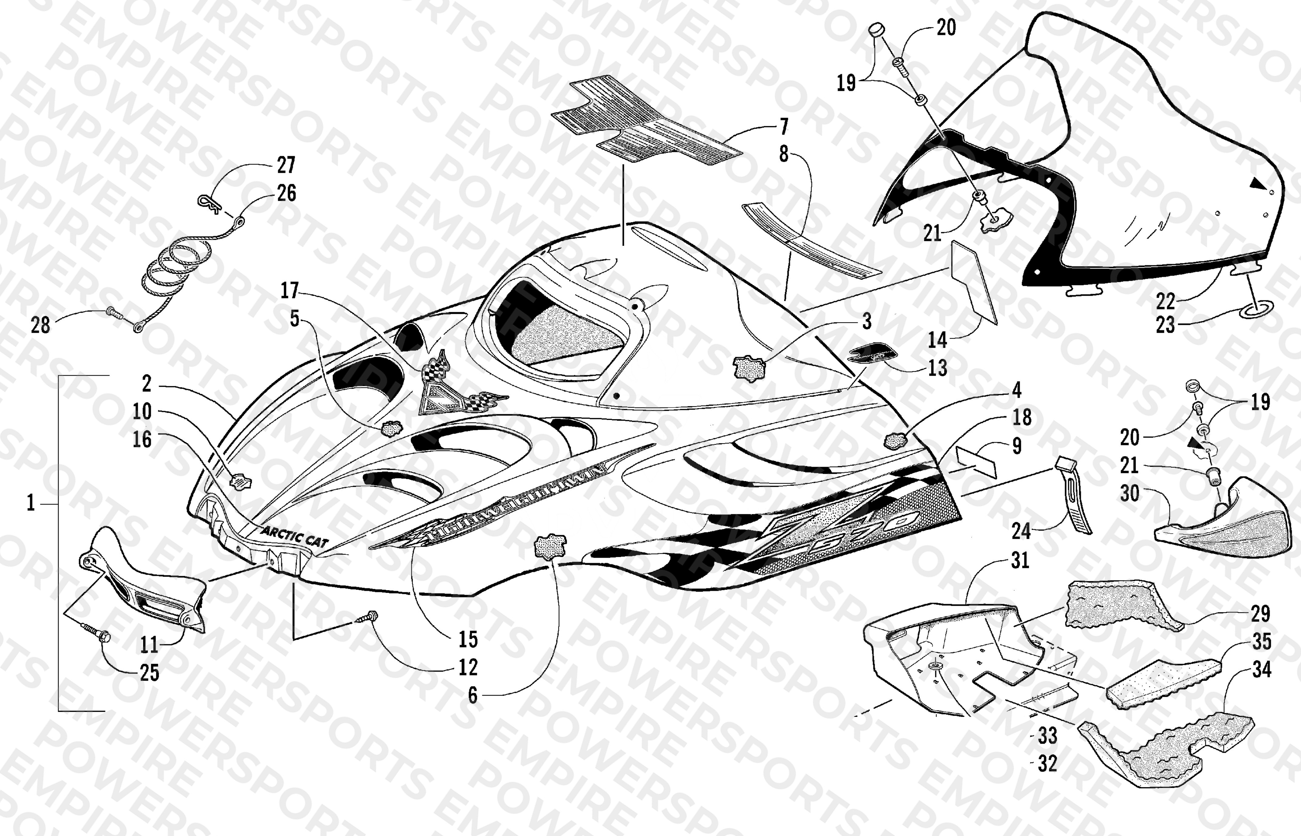 HOOD AND WINDSHIELD ASSEMBLY