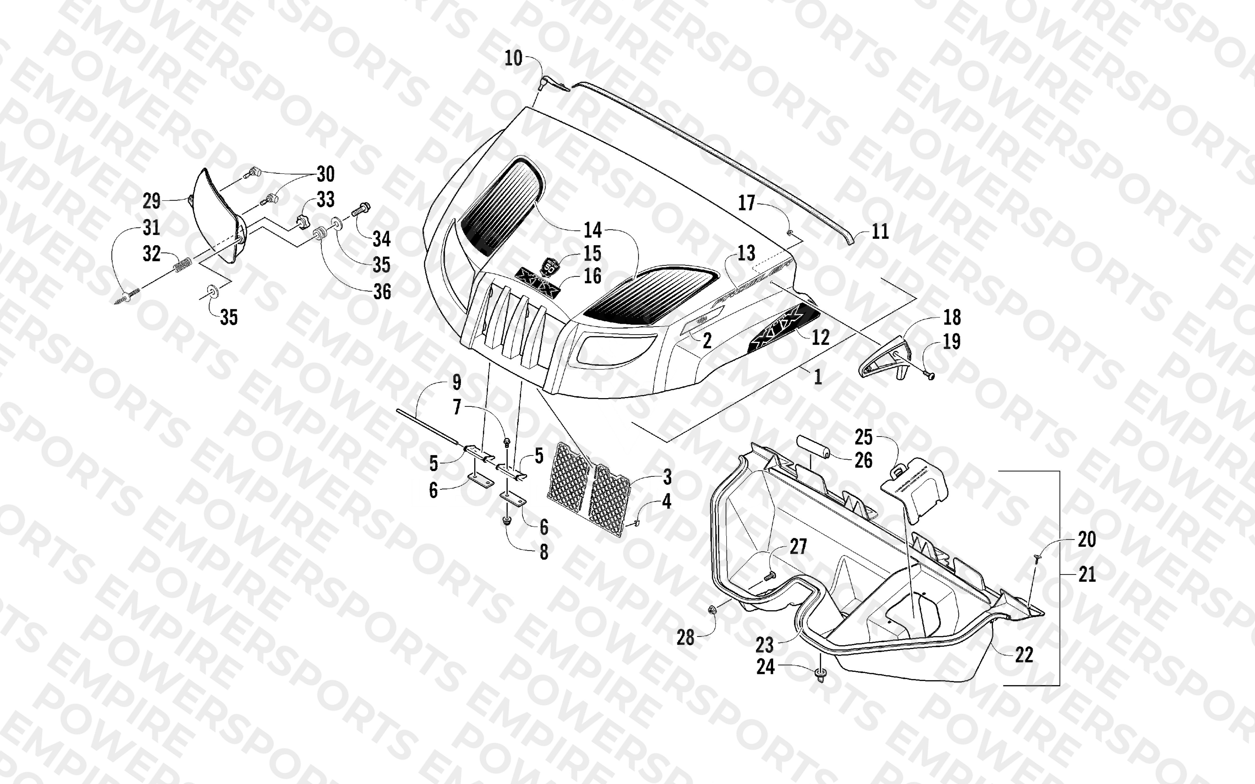 HOOD AND HEADLIGHT ASSEMBLY