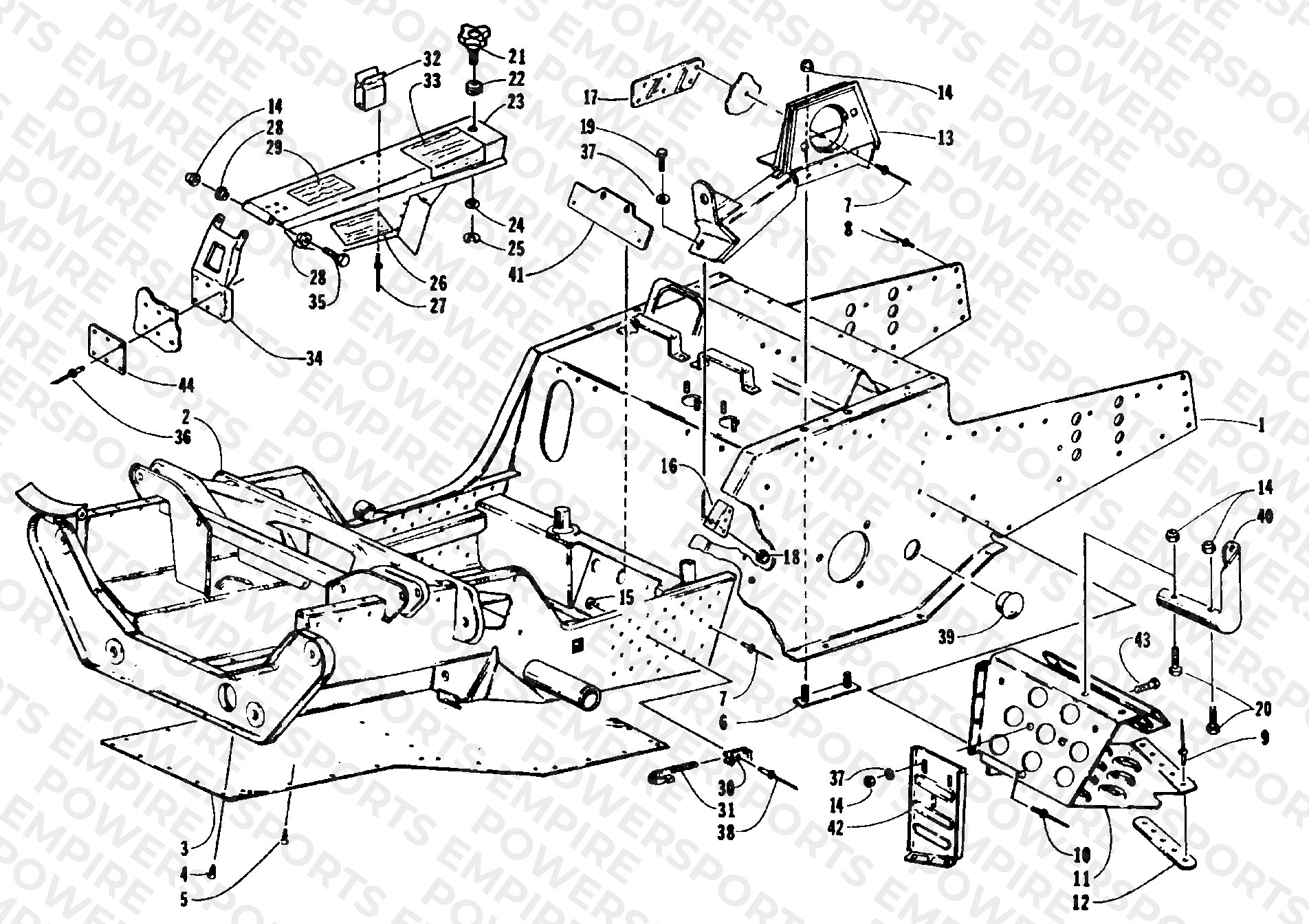 FRONT FRAME, FOOTREST, AND GUARD ASSEMBLIES