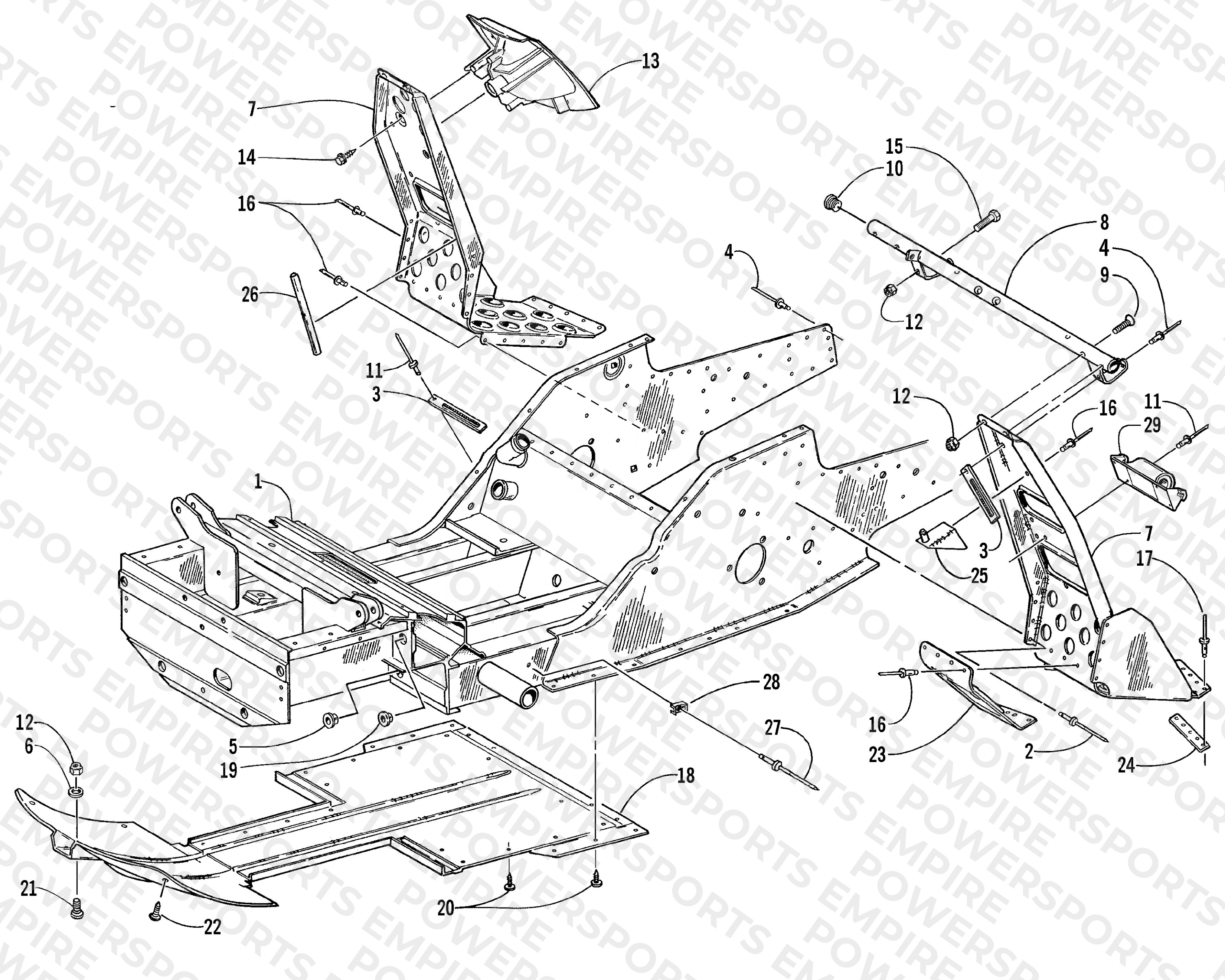 FRONT FRAME AND FOOTREST ASSEMBLY