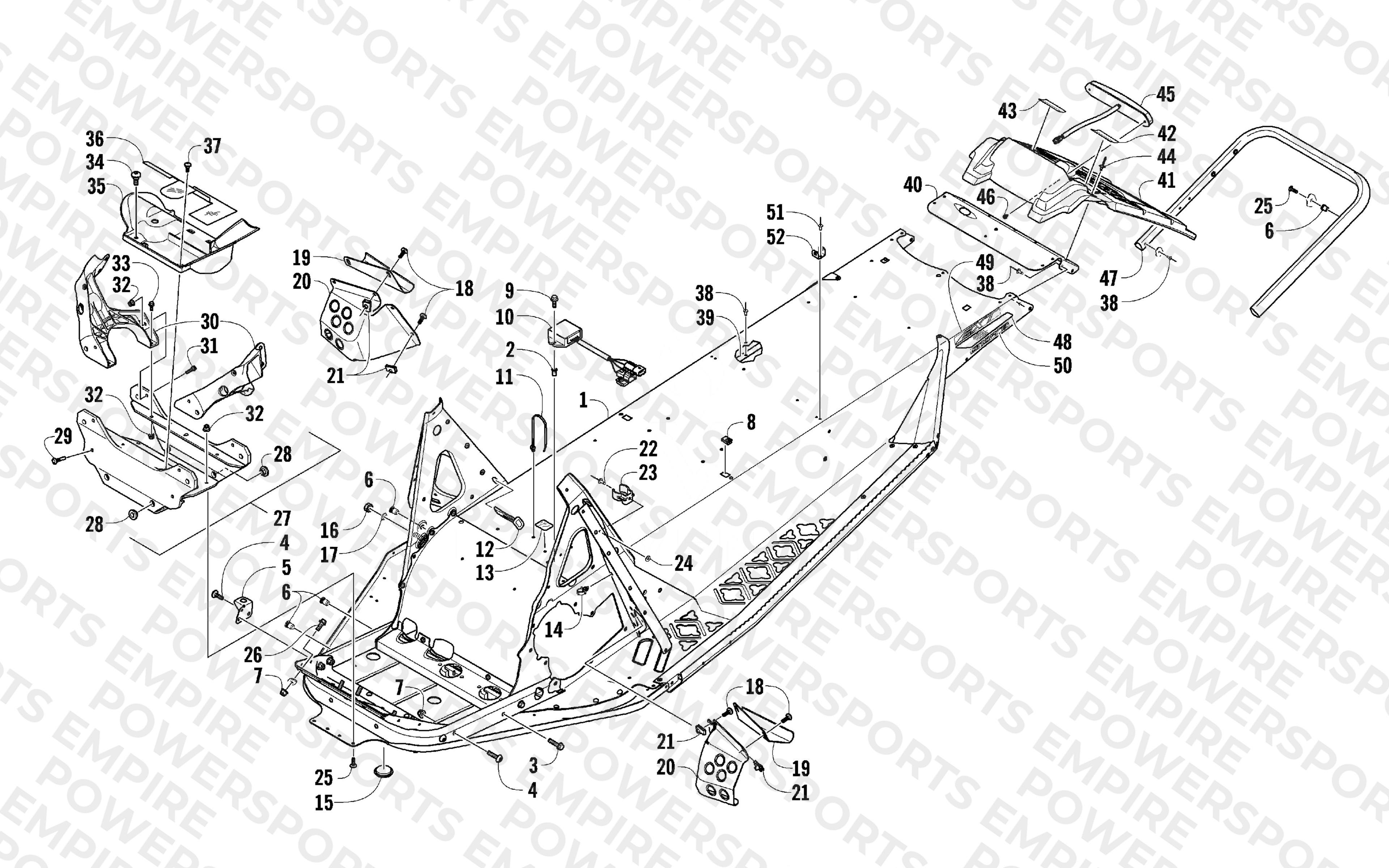 CHASSIS, REAR BUMPER, AND SNOWFLAP ASSEMBLY