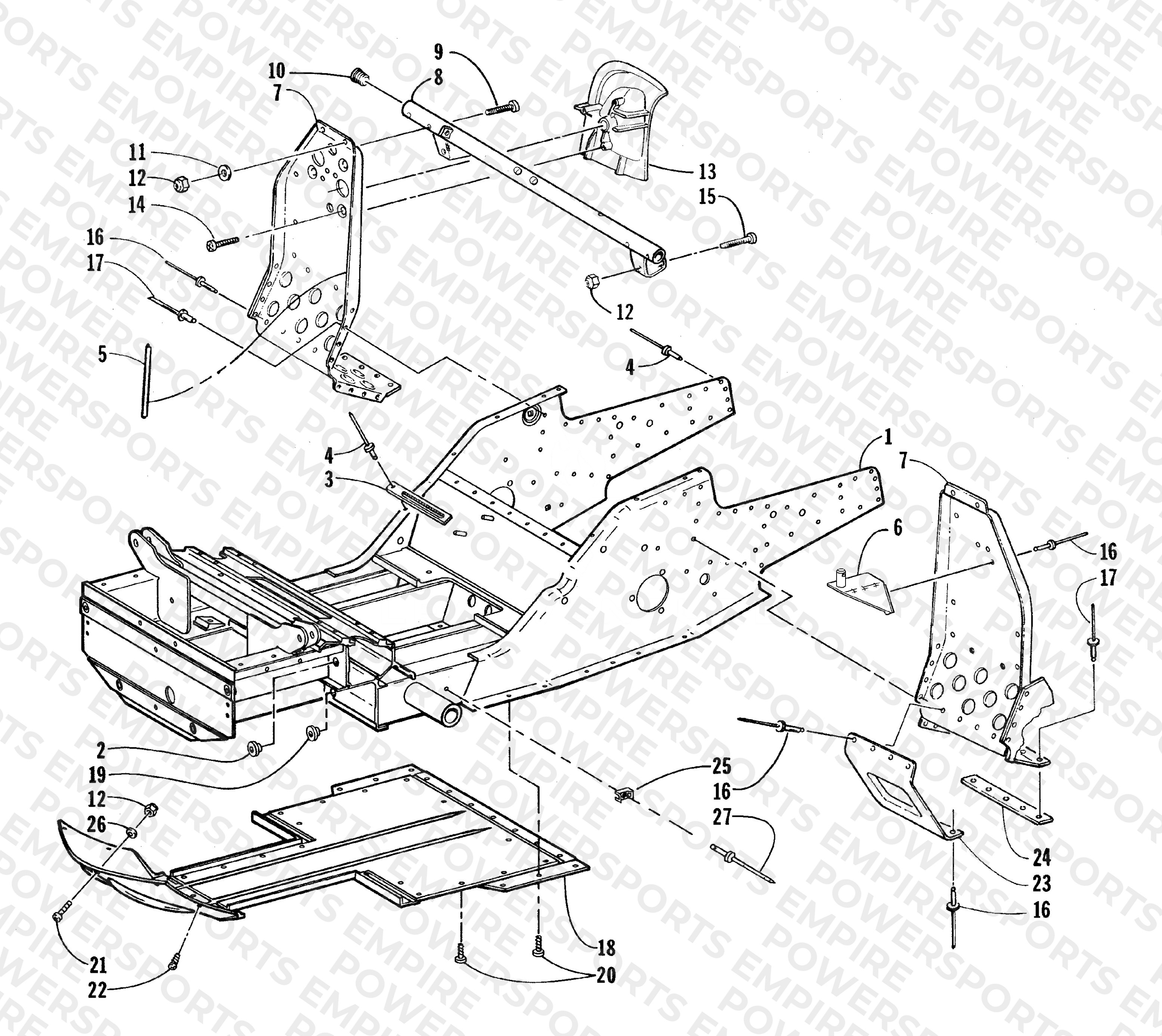 FRONT FRAME AND FOOTREST ASSEMBLY