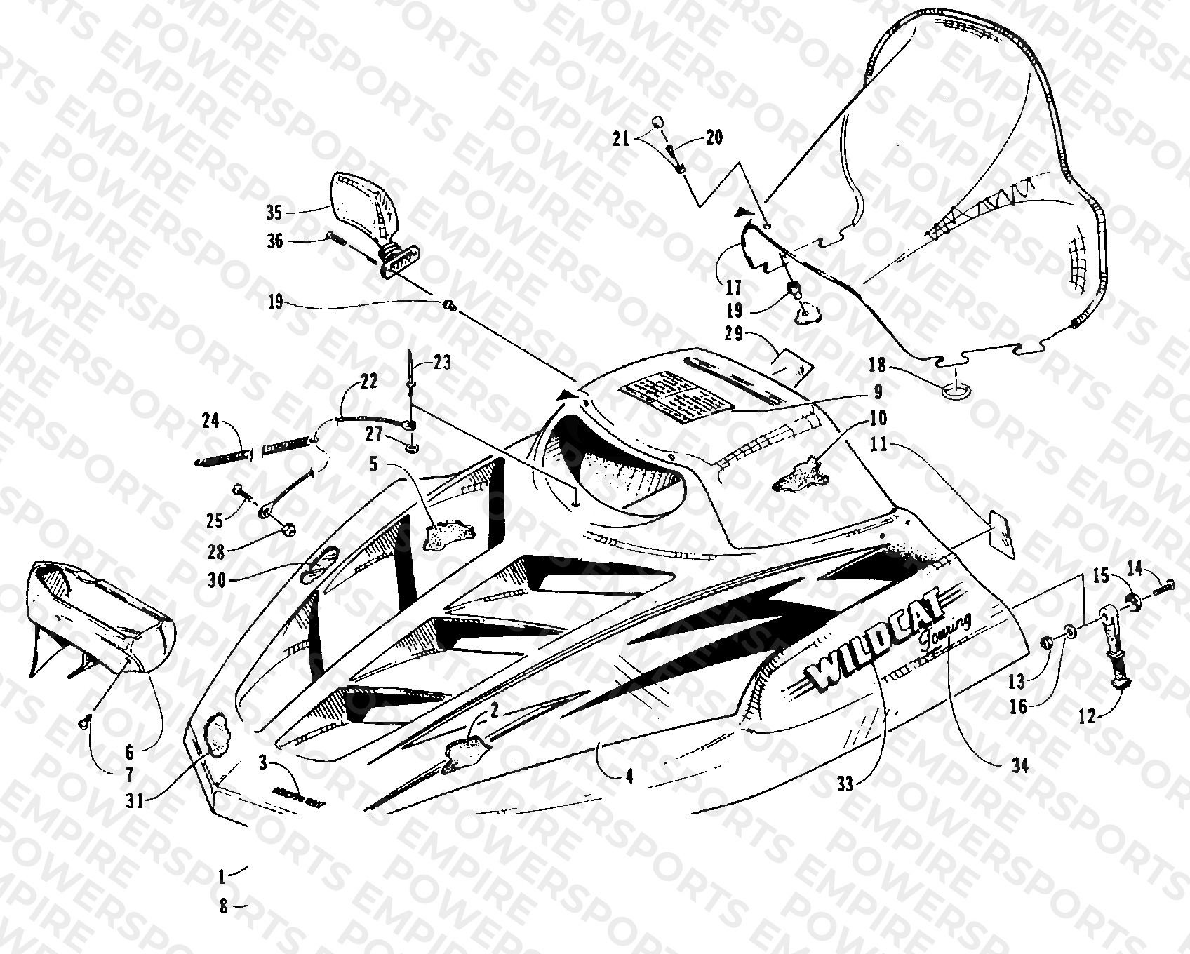 HOOD AND WINDSHIELD ASSEMBLY