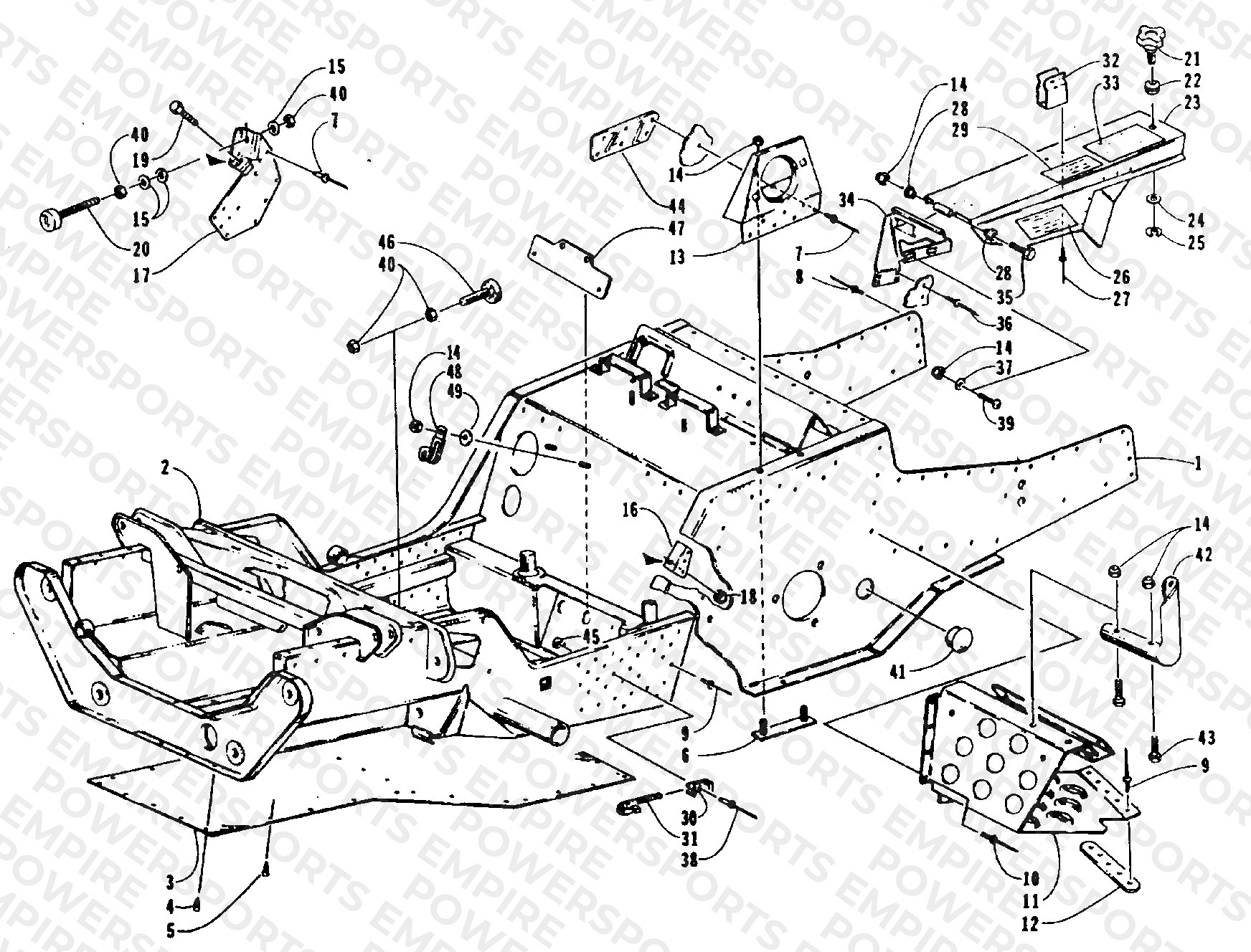 FRONT FRAME, FOOTREST, AND GUARD ASSEMBLIES