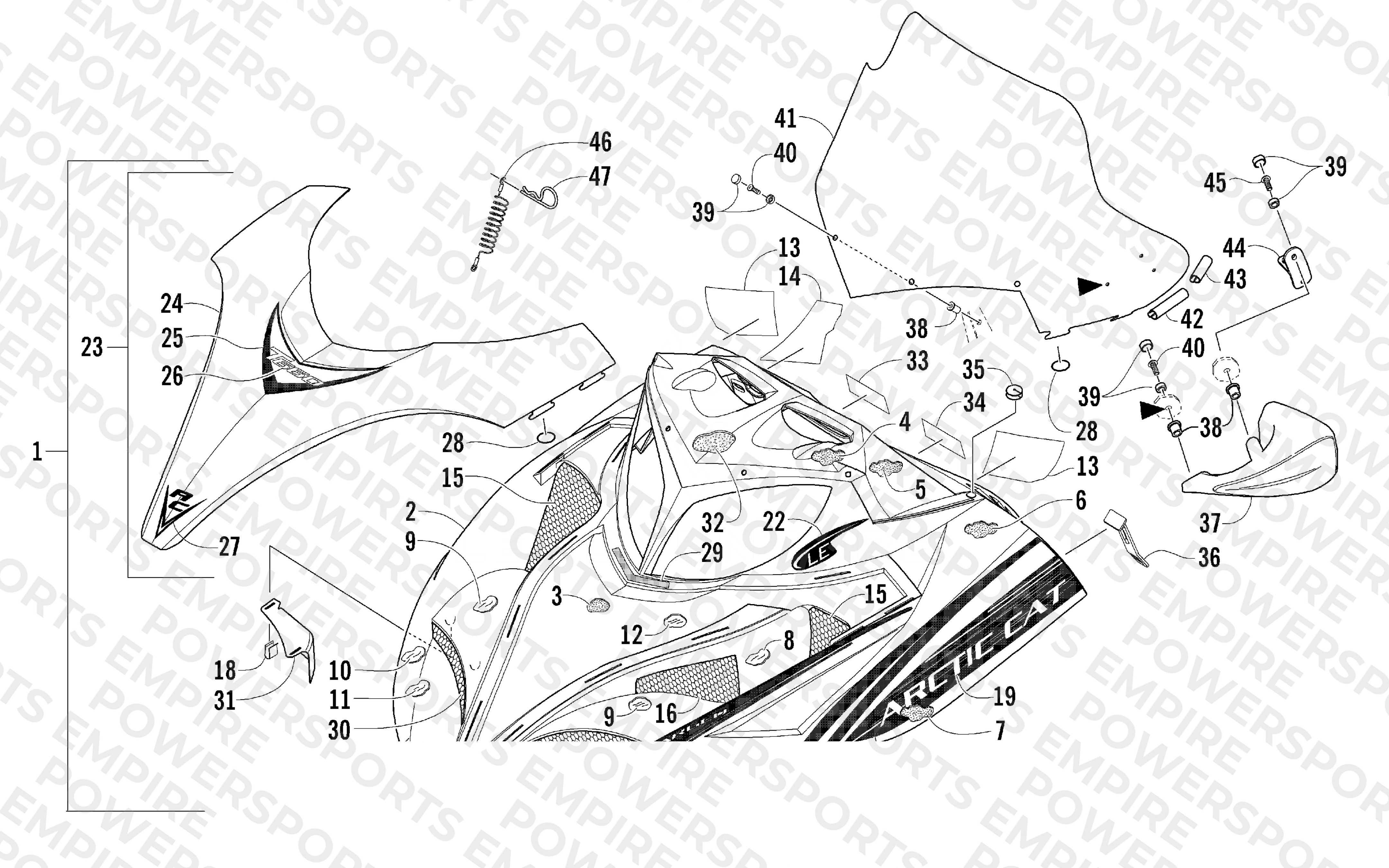 HOOD AND WINDSHIELD ASSEMBLY
