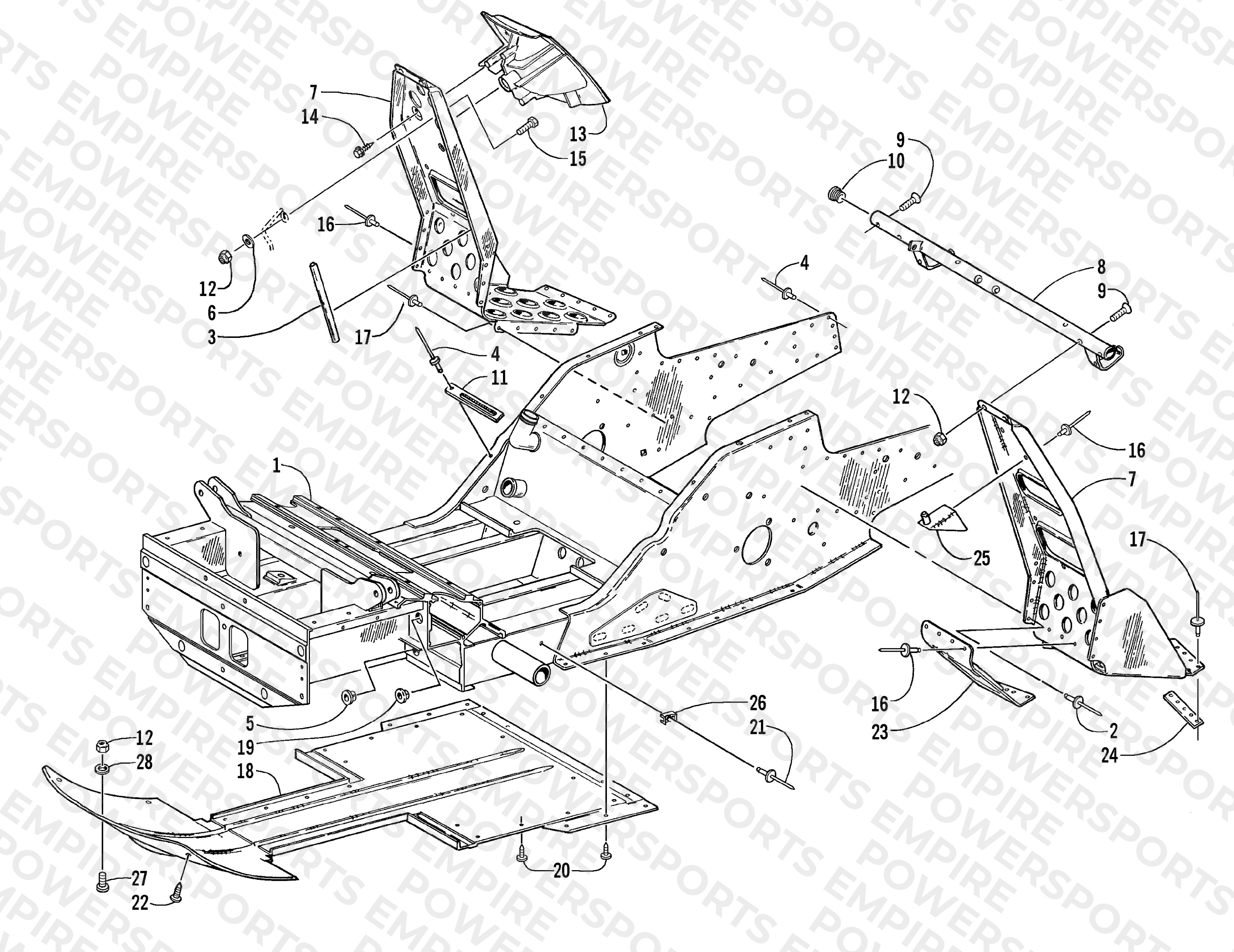 FRONT FRAME AND FOOTREST ASSEMBLY