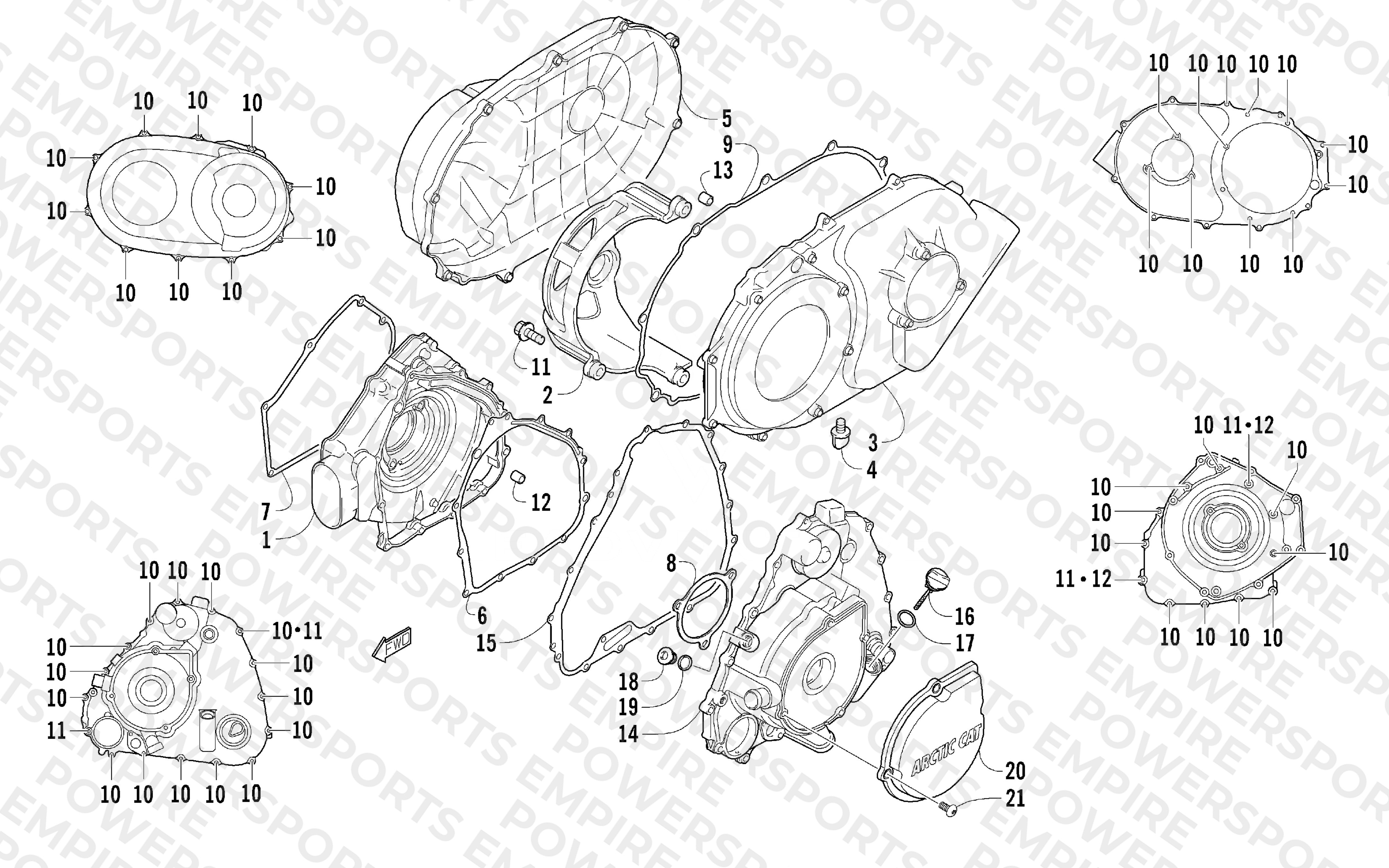 CLUTCH/V-BELT/MAGNETO COVER ASSEMBLY
