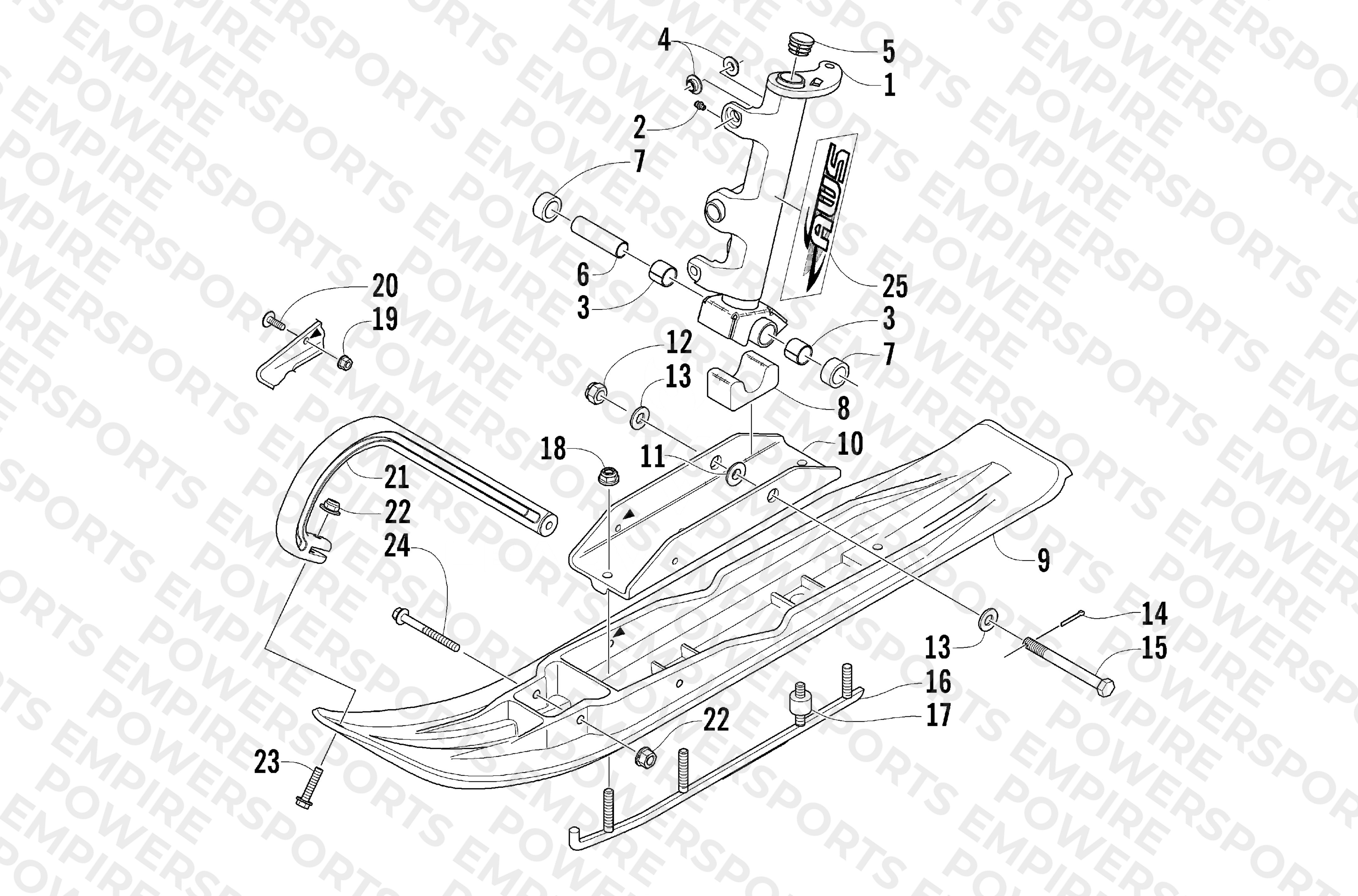 SKI AND SPINDLE ASSEMBLY