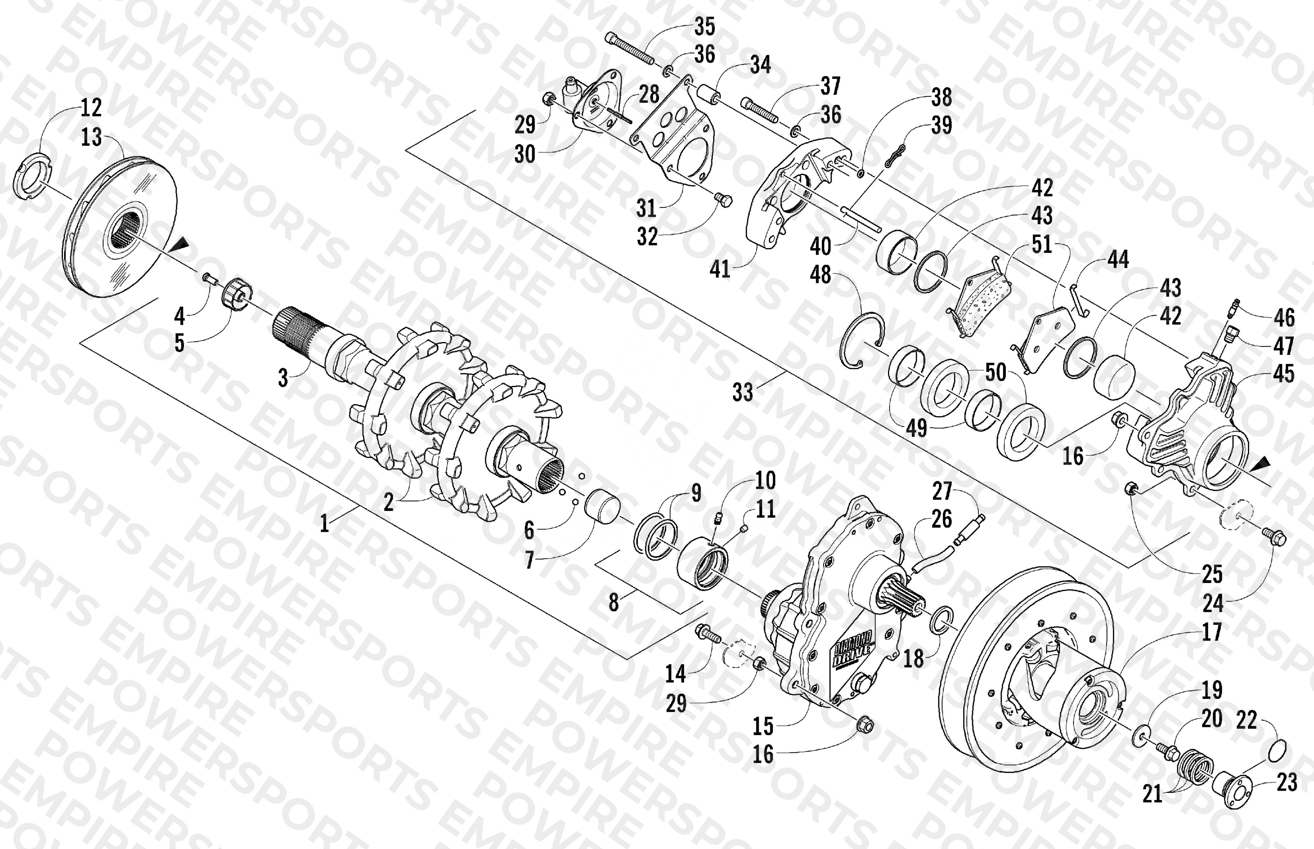 DRIVE TRAIN AND BRAKE ASSEMBLIES