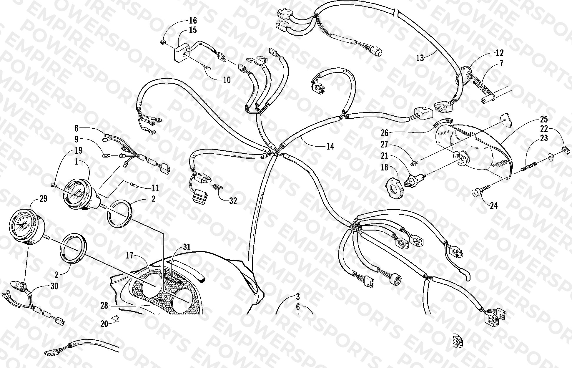 HEADLIGHT, INSTRUMENTS, AND WIRING ASSEMBLIES
