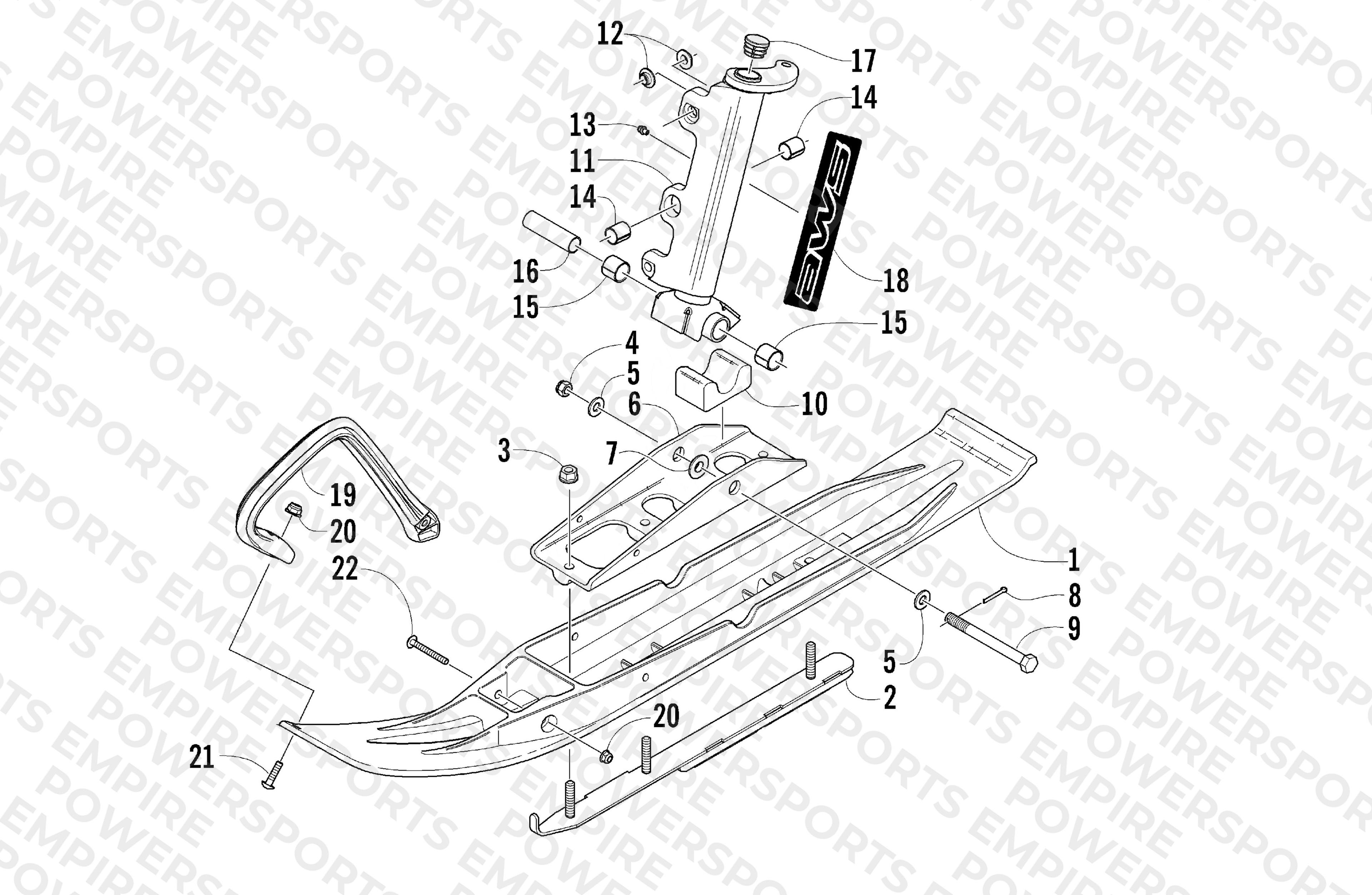 SKI AND SPINDLE ASSEMBLY