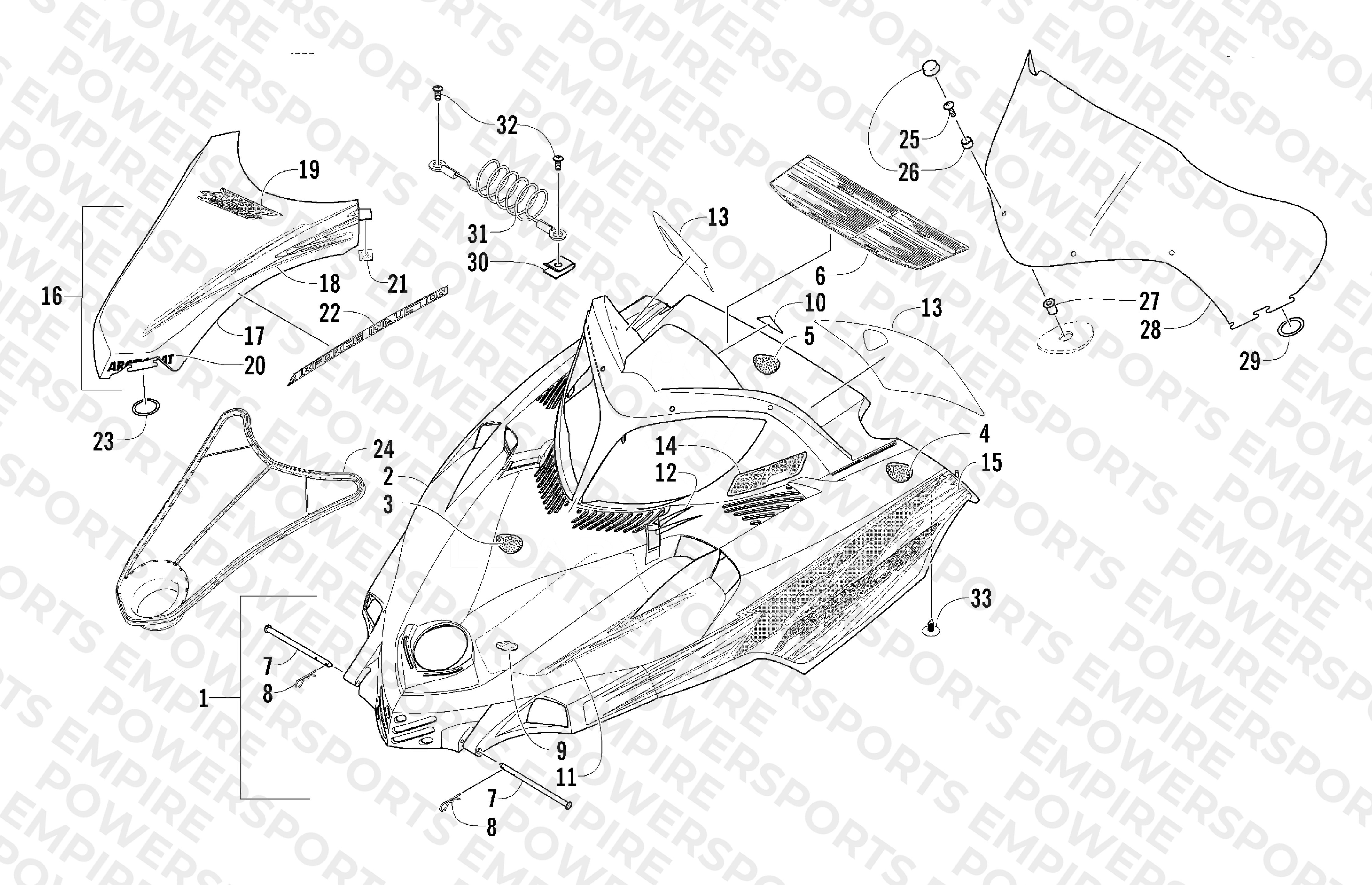 HOOD AND WINDSHIELD ASSEMBLY