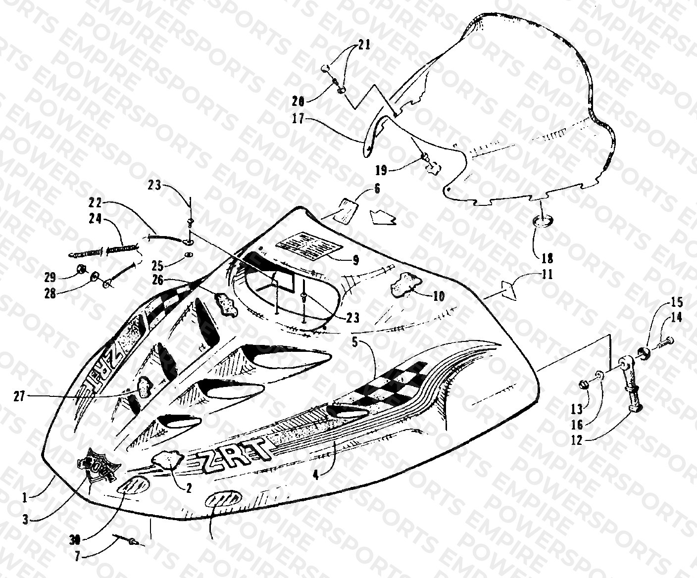 HOOD AND WINDSHIELD ASSEMBLY