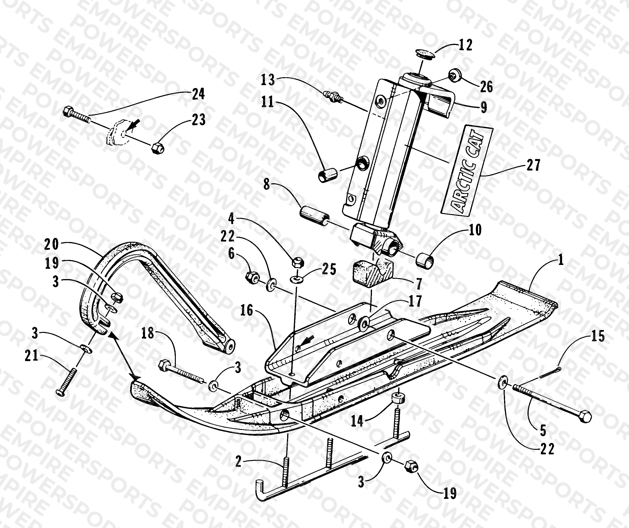 SKI AND SPINDLE ASSEMBLY