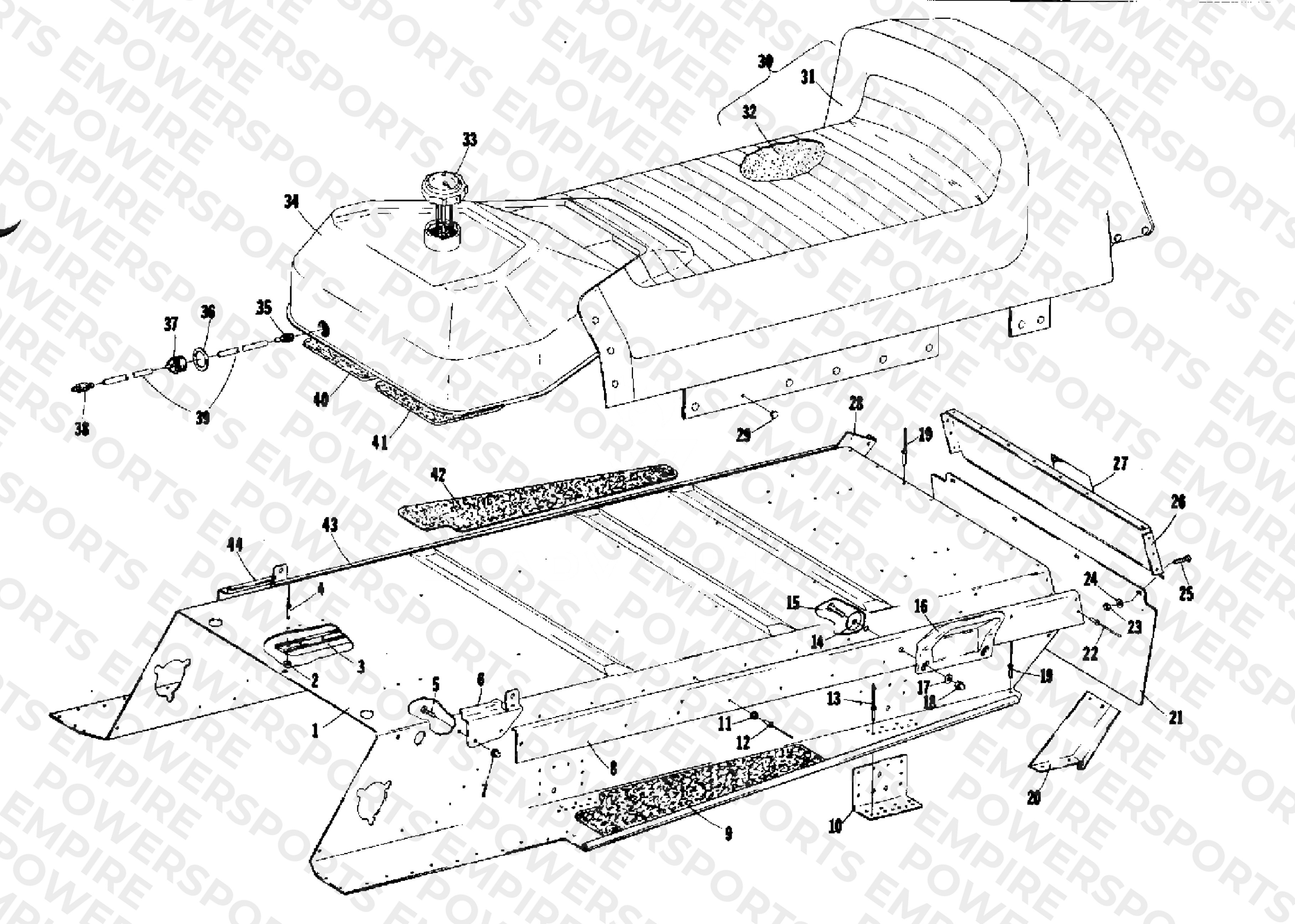 TUNNEL, GAS TANK AND SEAT