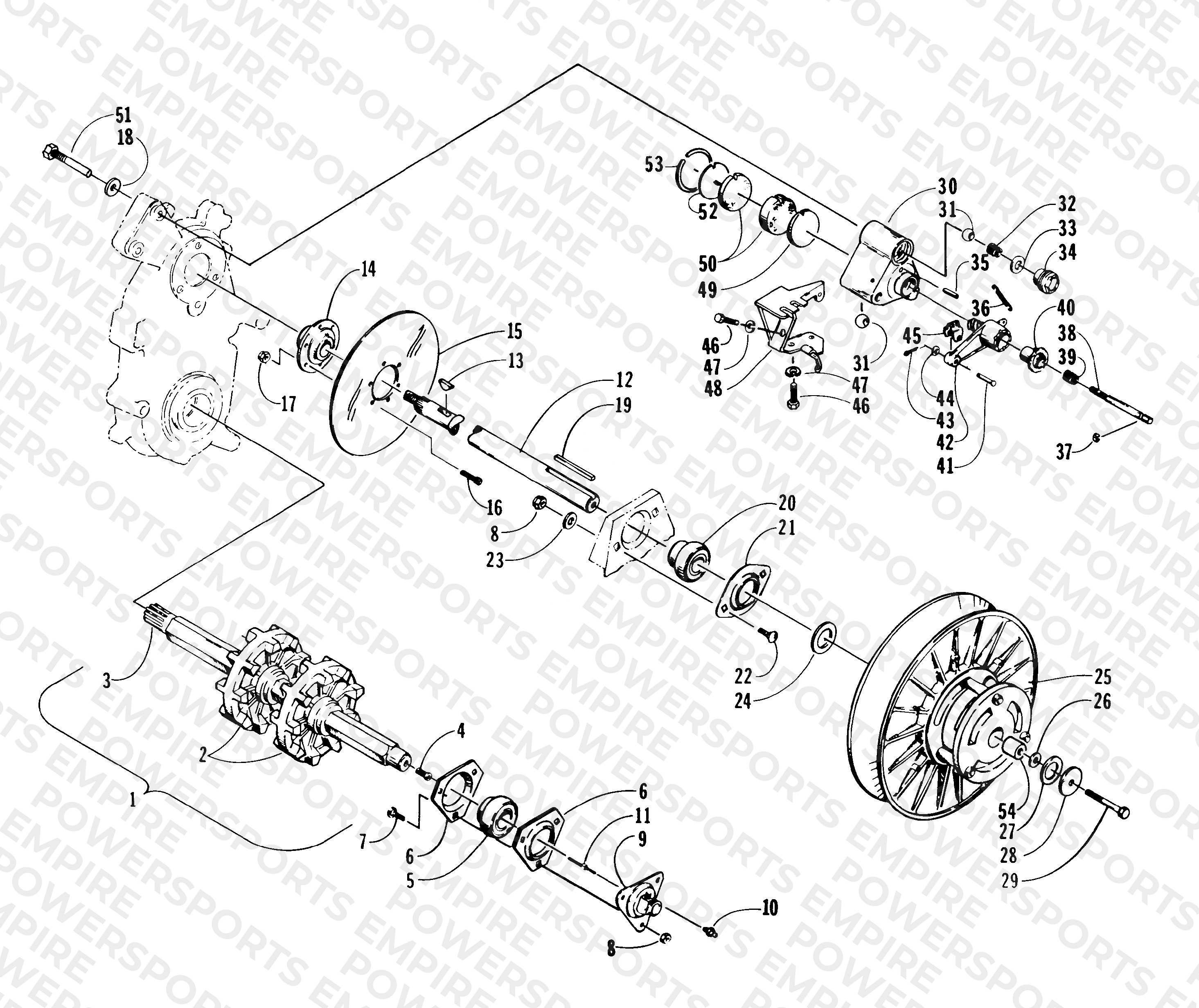 DRIVE TRAIN SHAFTS AND BRAKE ASSEMBLIES