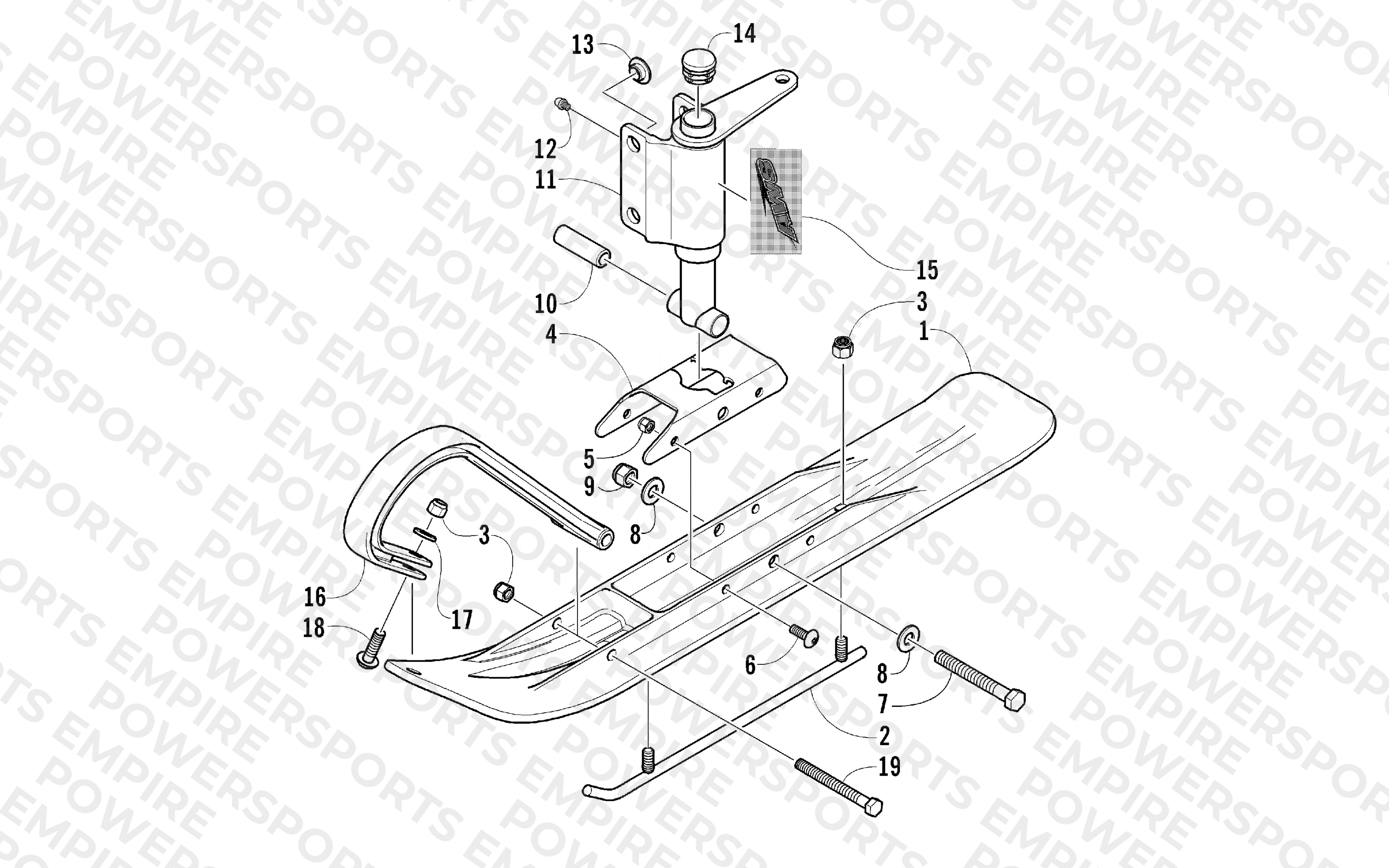 SKI AND SPINDLE ASSEMBLY