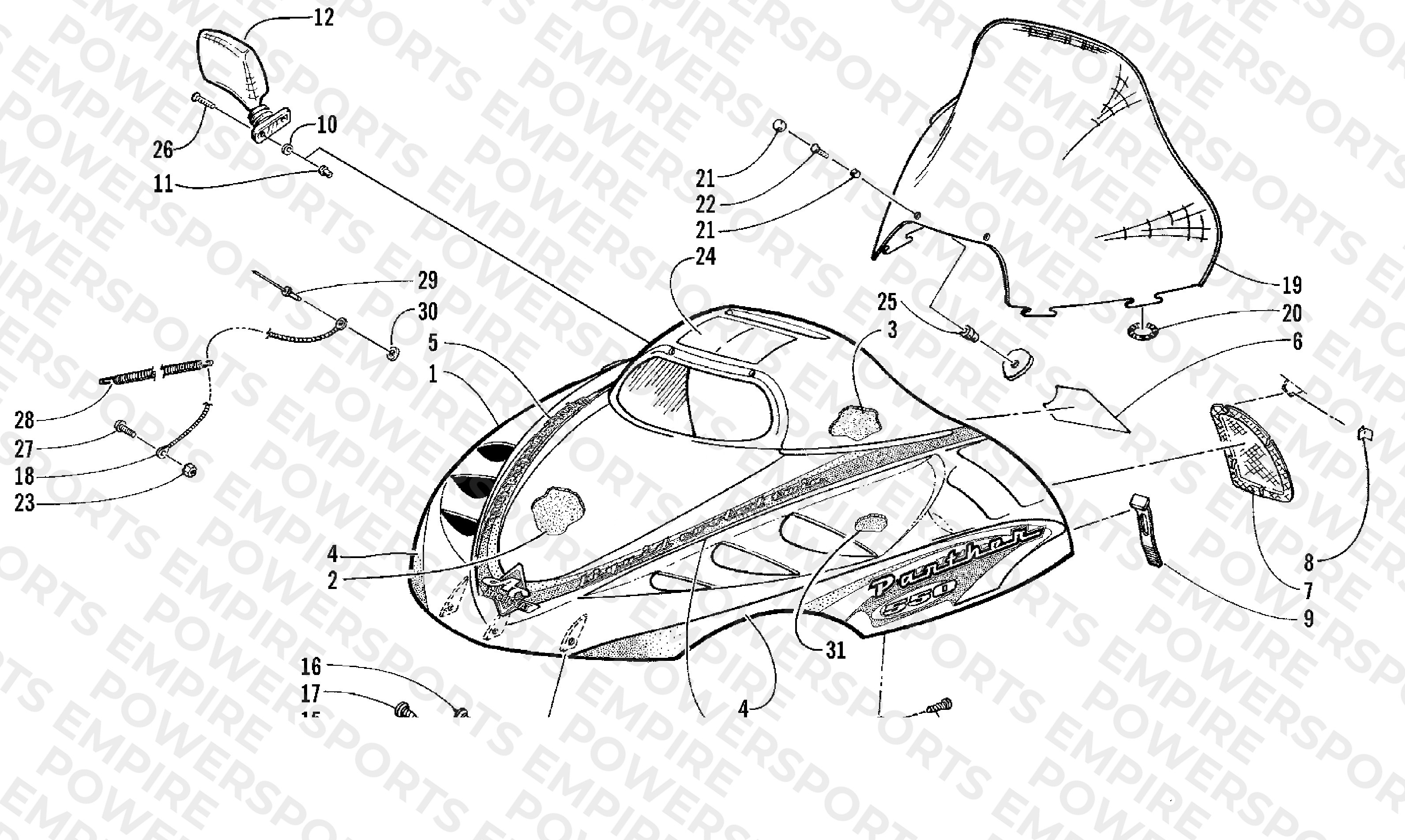 HOOD AND WINDSHIELD ASSEMBLY