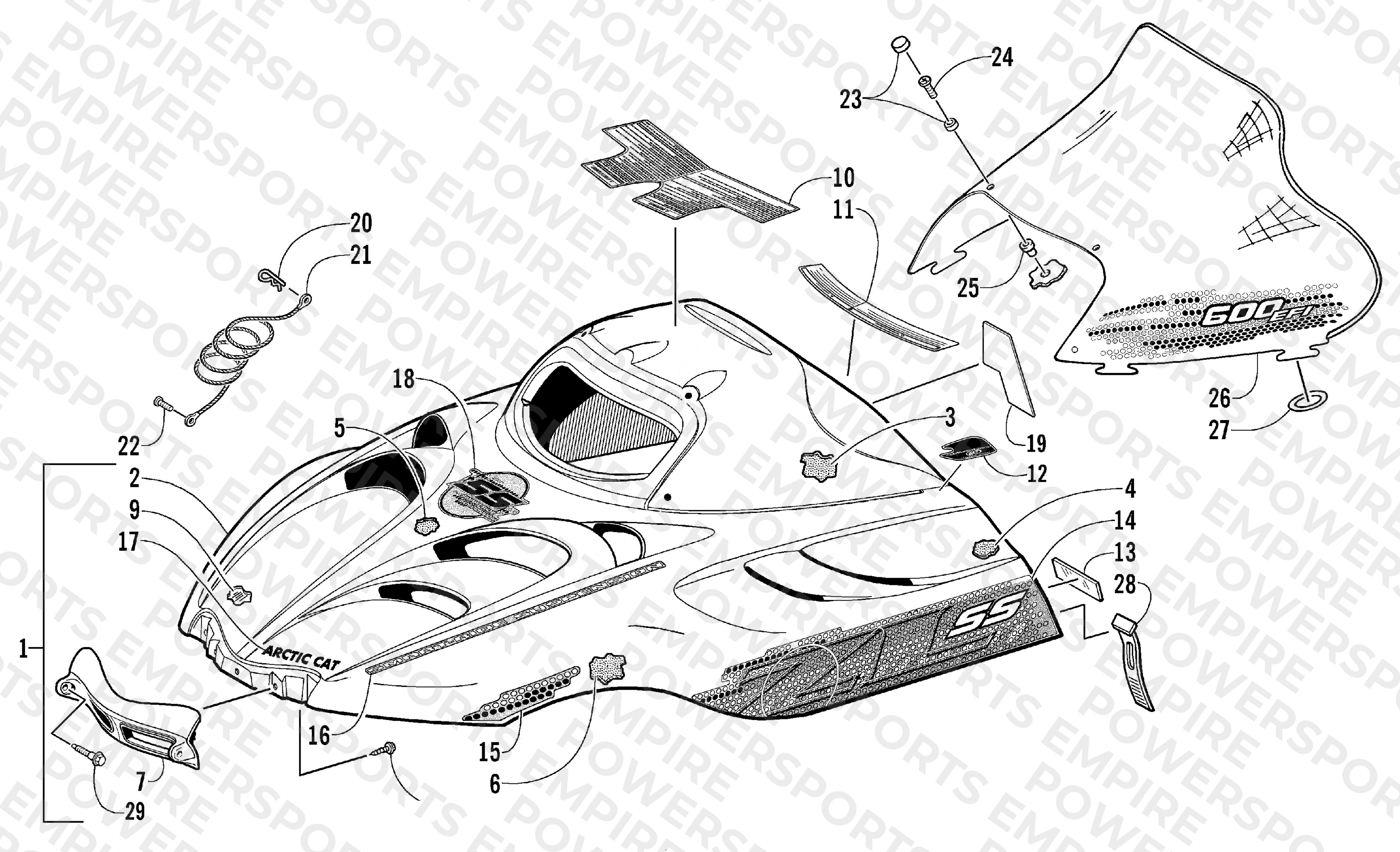 HOOD AND WINDSHIELD ASSEMBLY