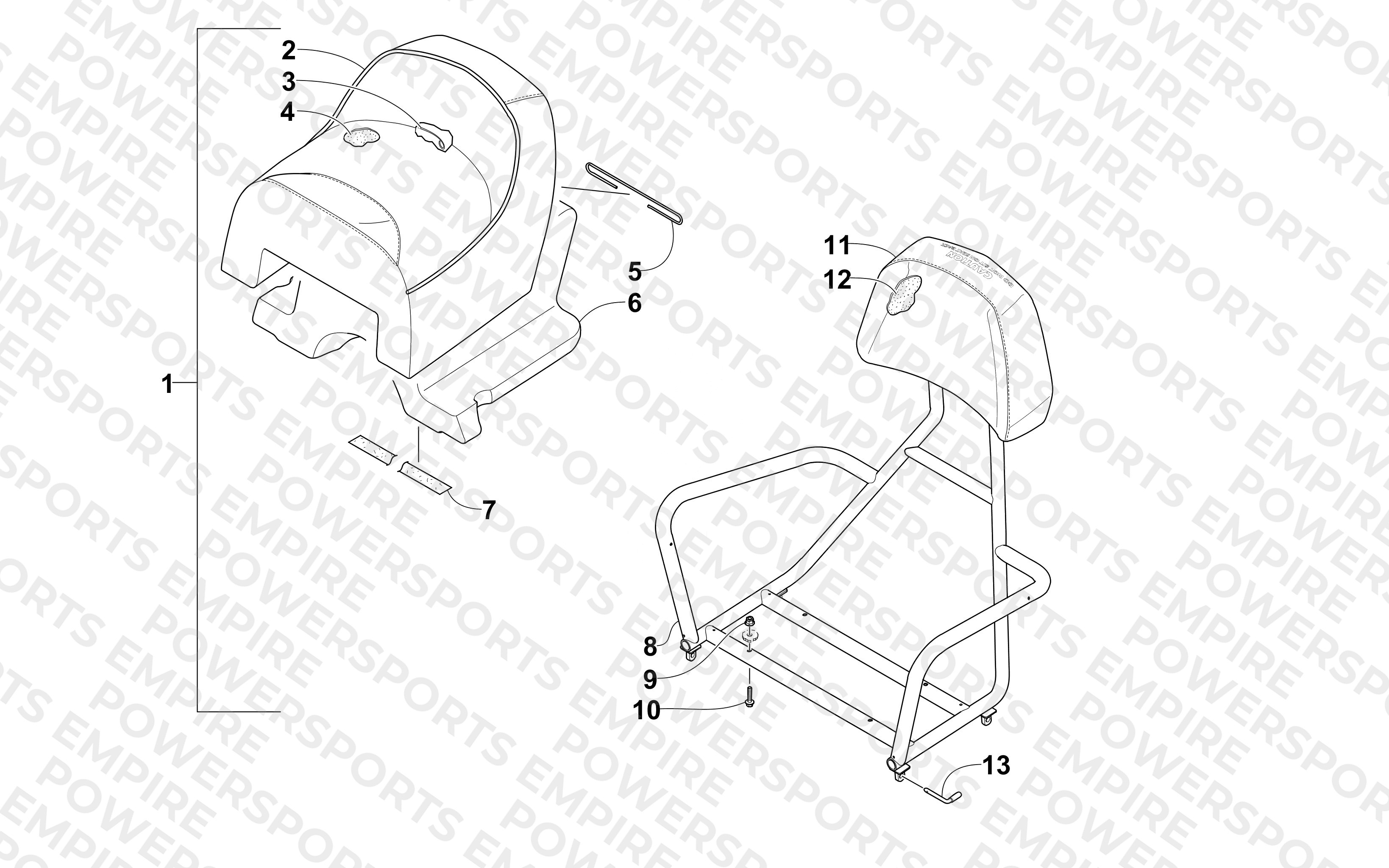 PASSENGER SEAT AND BACKREST ASSEMBLY