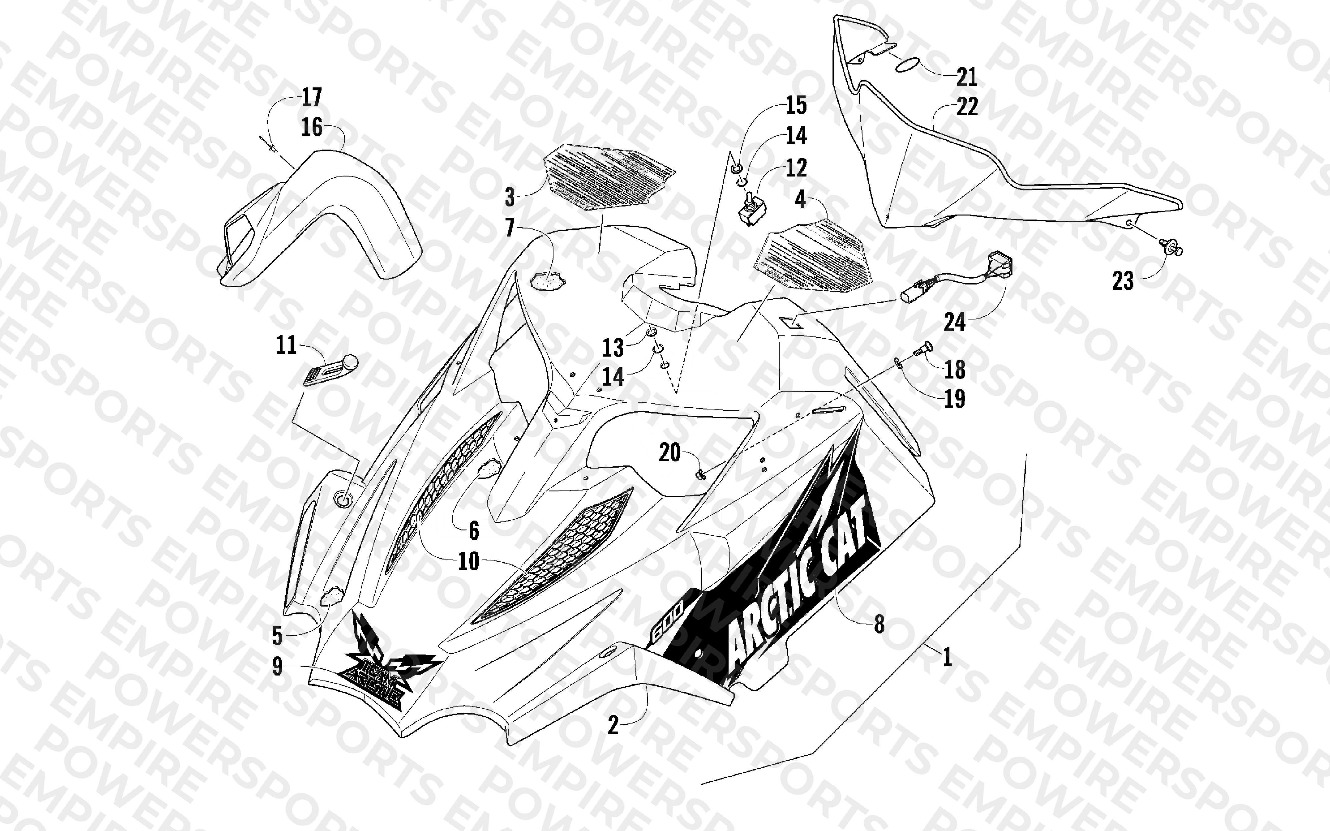 HOOD AND WINDSHIELD ASSEMBLY