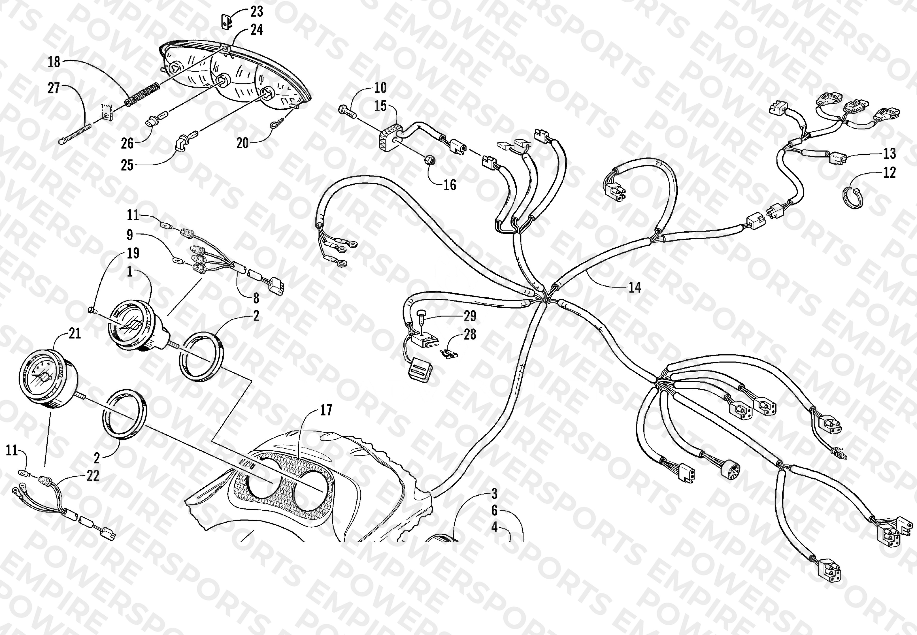 HEADLIGHT, INSTRUMENTS, AND WIRING ASSEMBLIES