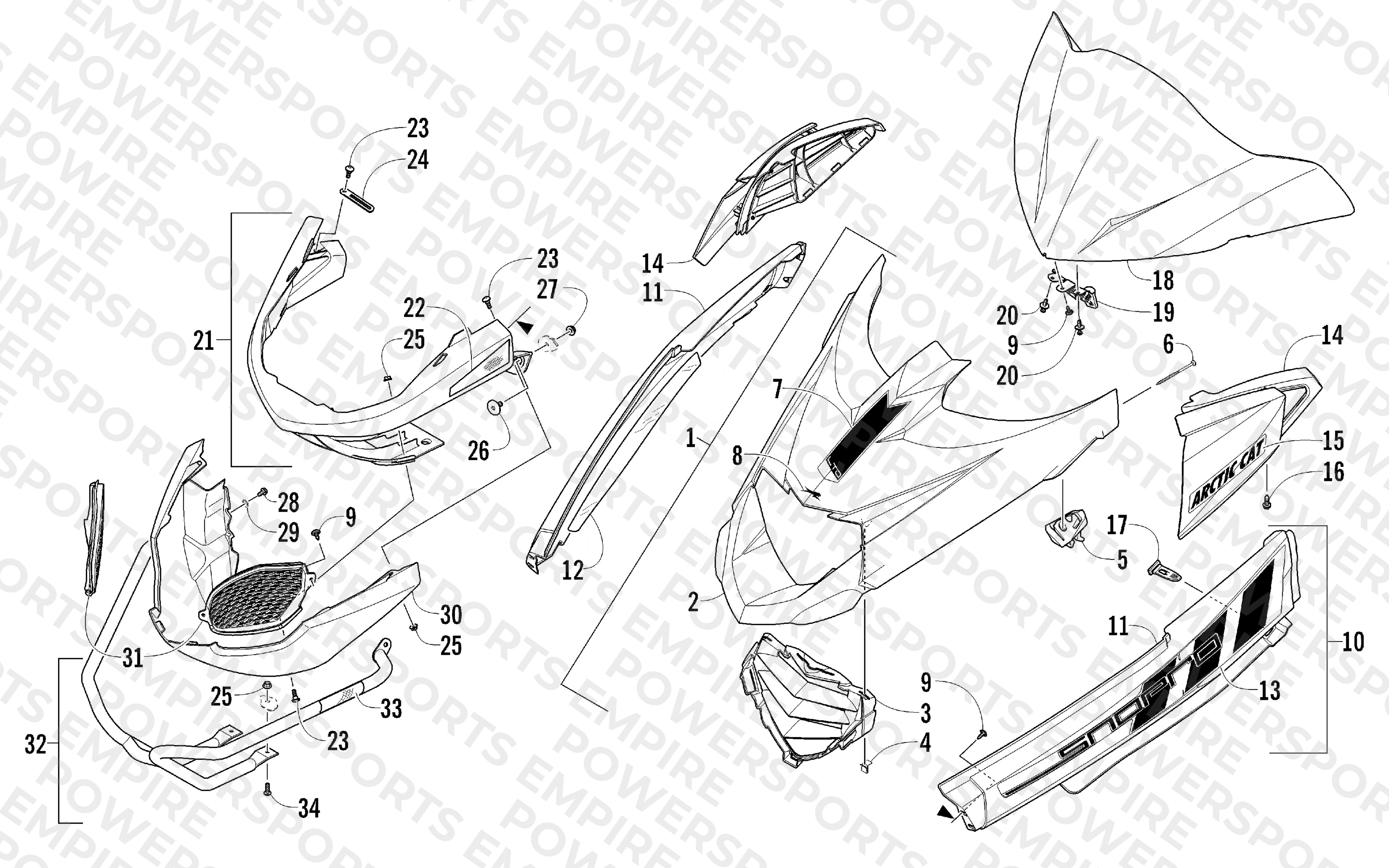 HOOD, WINDSHIELD, AND FRONT BUMPER ASSEMBLY