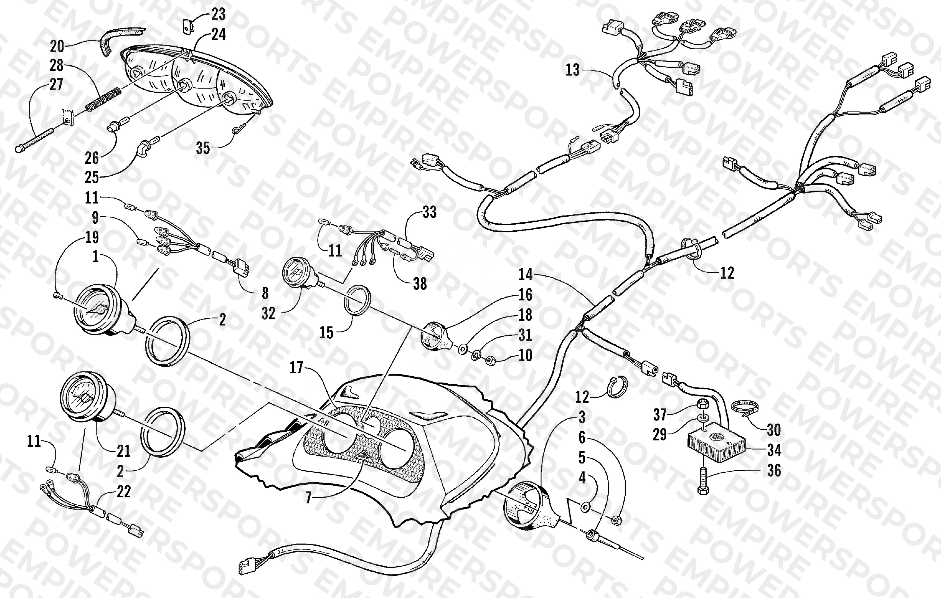 HEADLIGHT, INSTRUMENTS, AND WIRING ASSEMBLIES