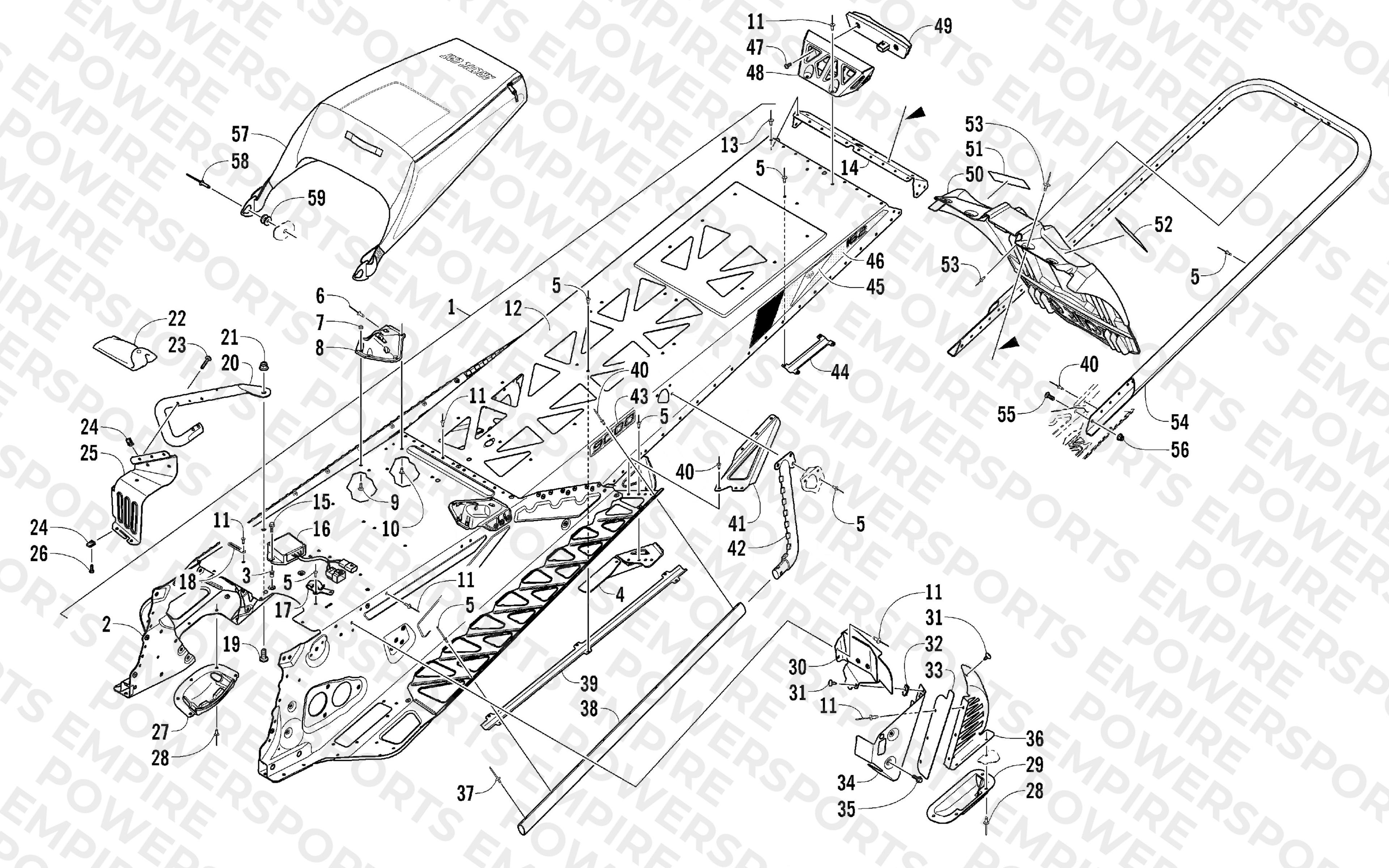 TUNNEL, REAR BUMPER, AND SNOWFLAP ASSEMBLY
