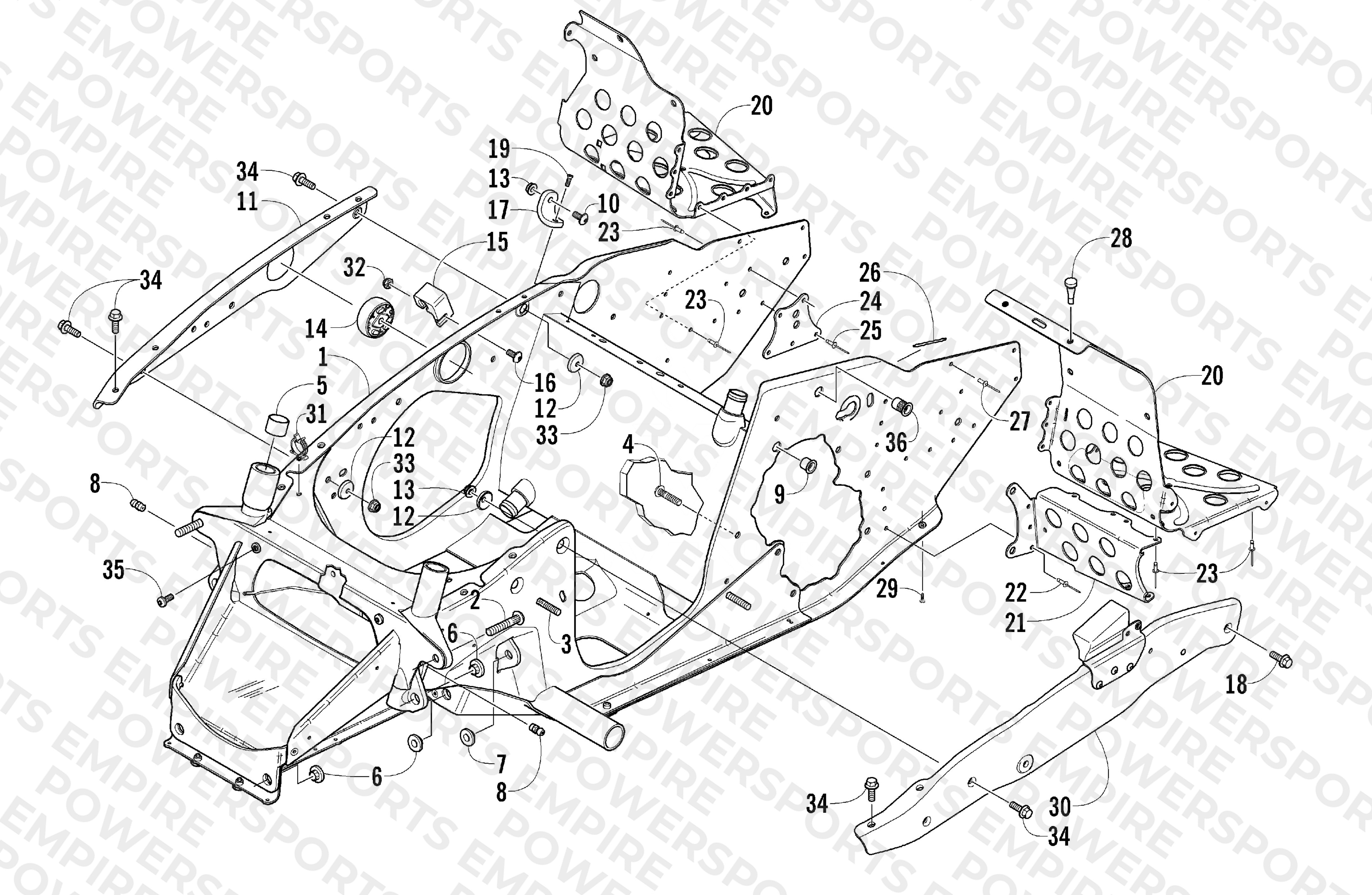 FRONT FRAME AND FOOTREST ASSEMBLY