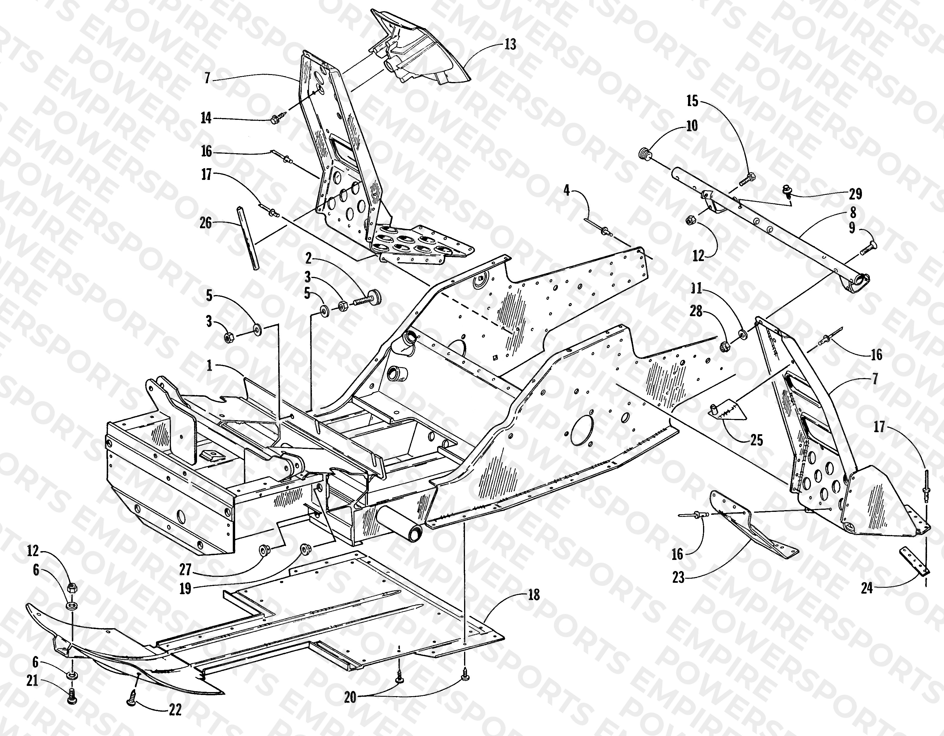 FRONT FRAME AND FOOTREST ASSEMBLY