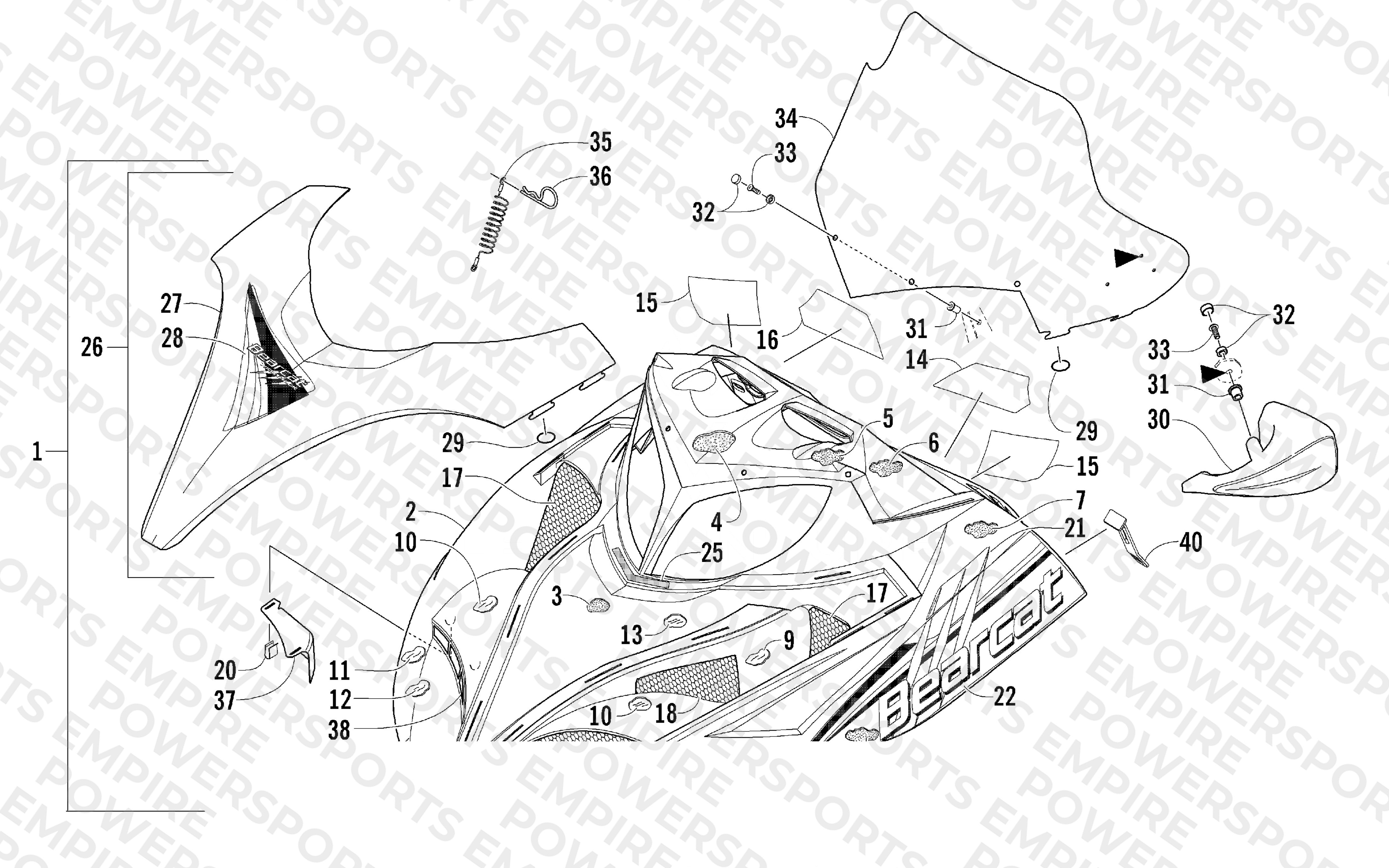 HOOD AND WINDSHIELD ASSEMBLY