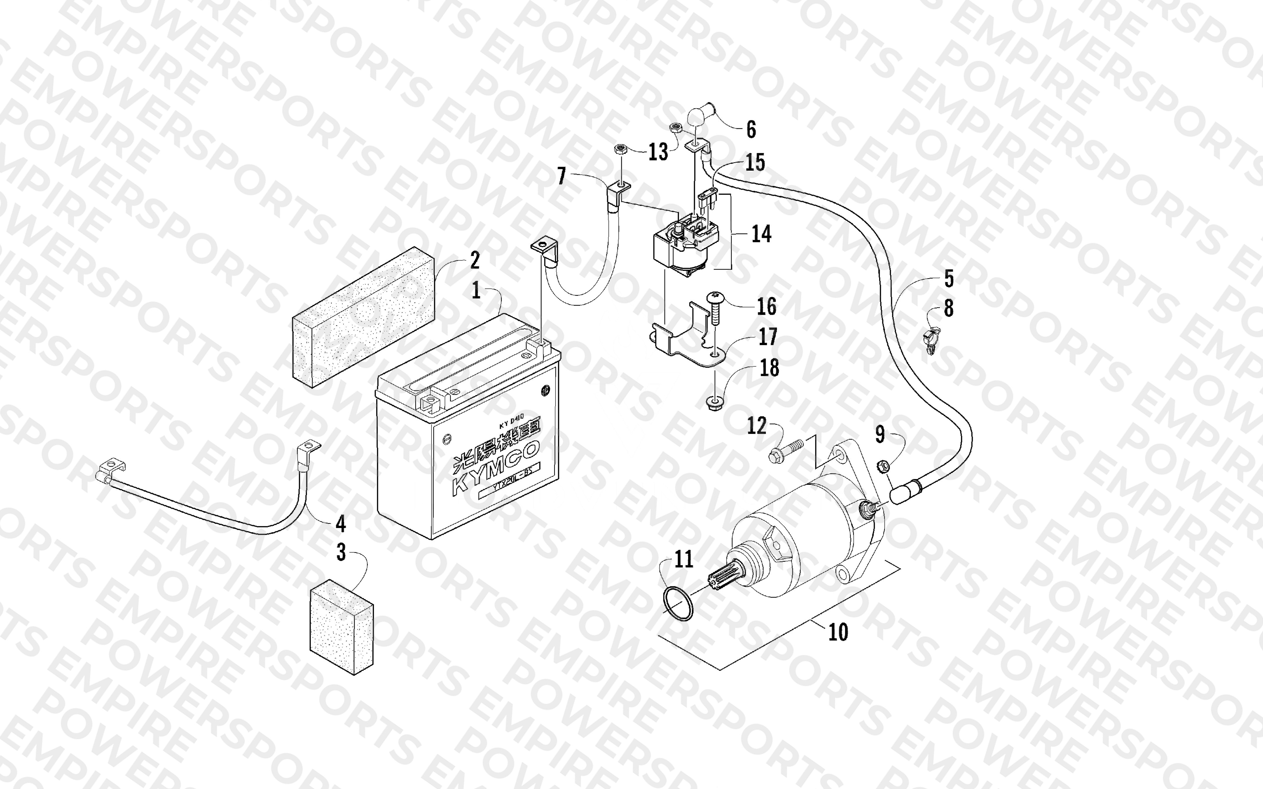 BATTERY AND STARTER ASSEMBLY