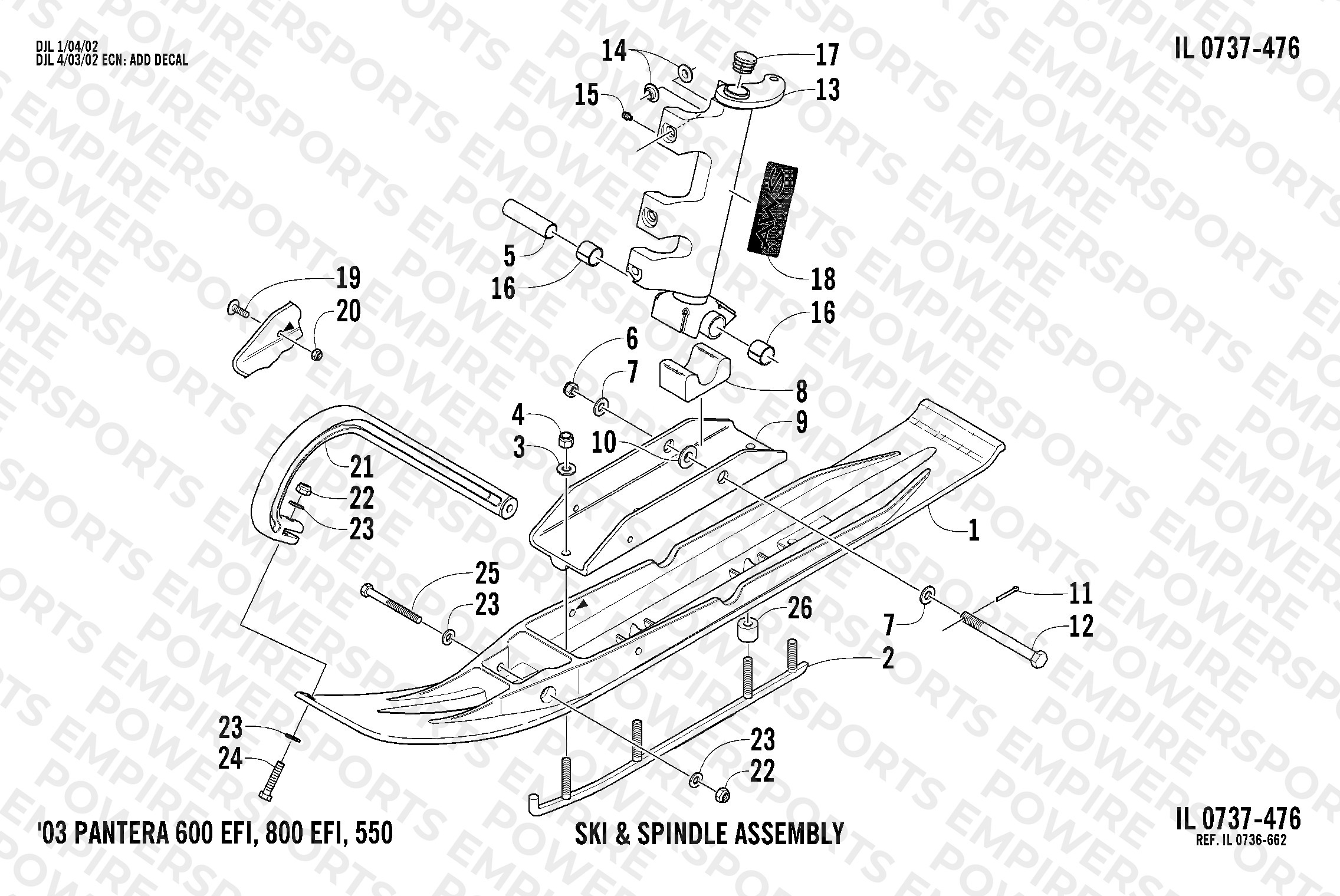 SKI AND SPINDLE ASSEMBLY